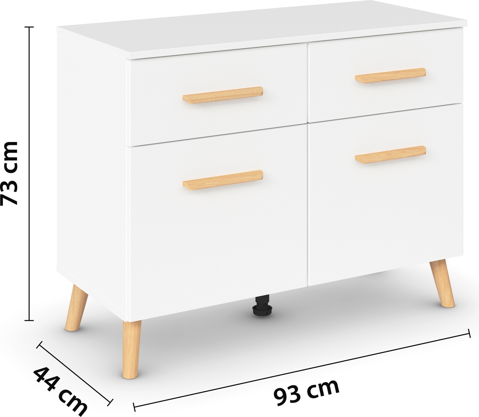 rauch Kombikommode »Skandi by Aditio«, mit Massivholzgriffen, 2 Schubladen mit Softclose-Funktion