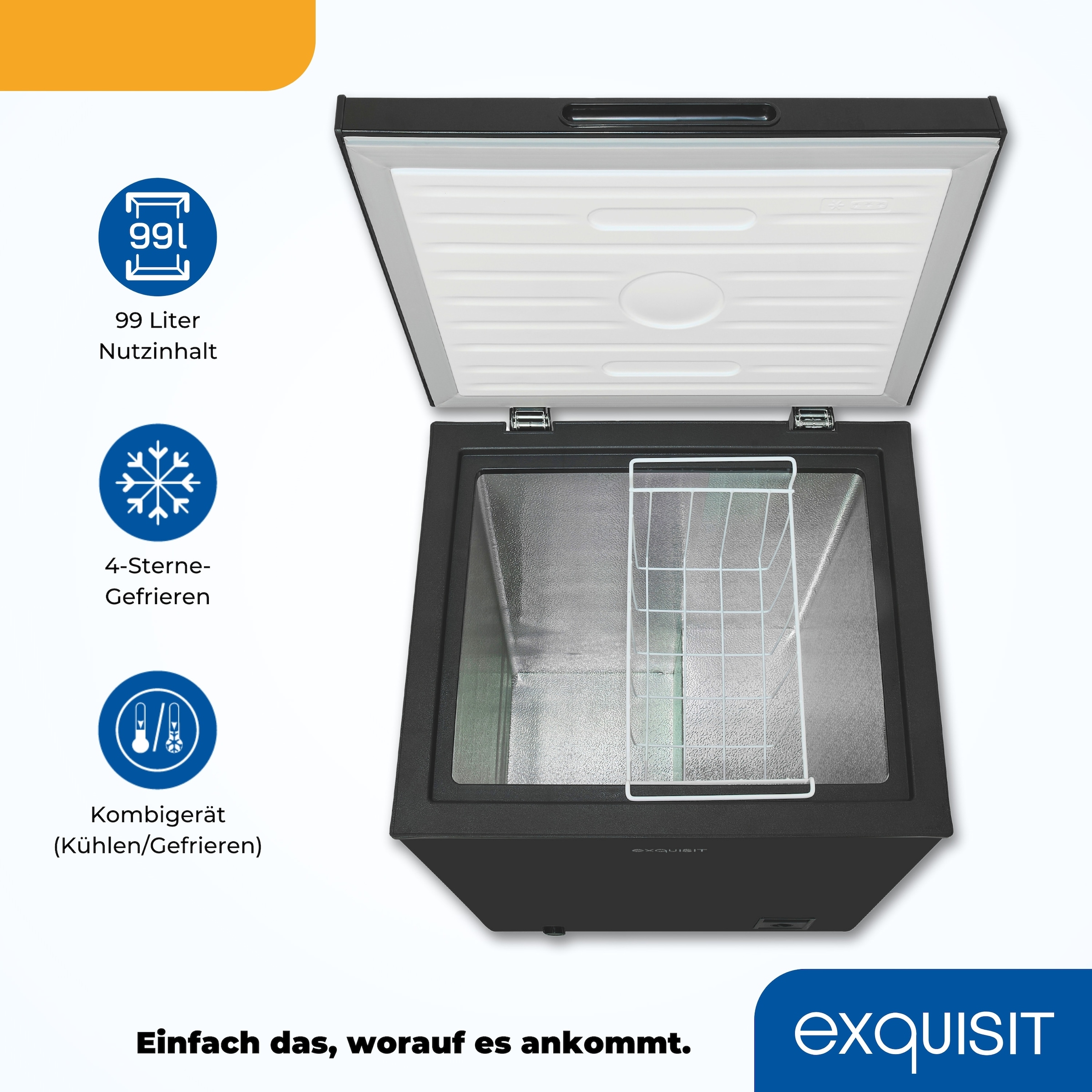 exquisit Gefriertruhe »GT100-050E schwarz«, 83,5 cm hoch, 54,5 cm breit