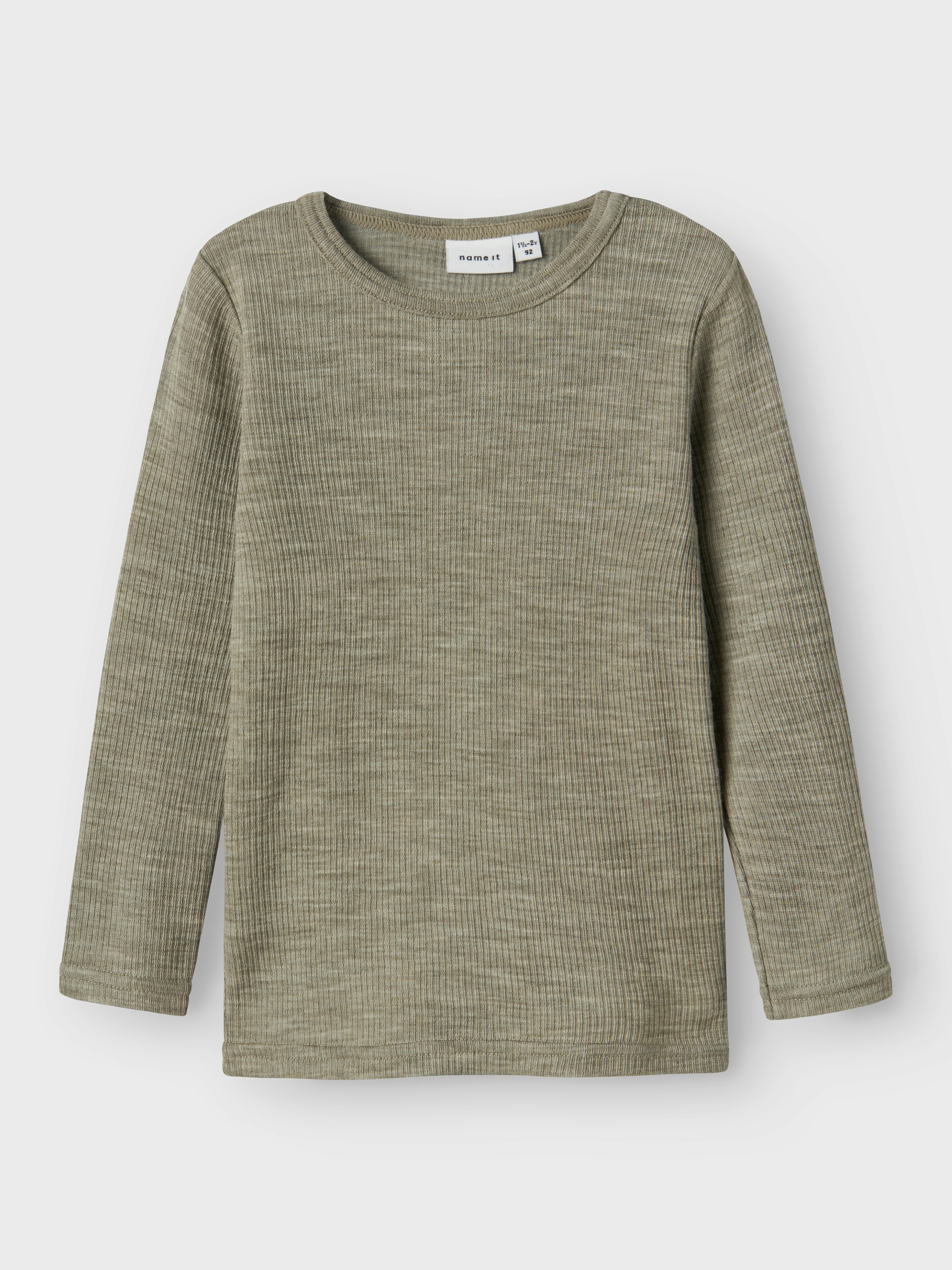 Thumbnail - Name It Langarmshirt "NMNWAX WOOL RIB LS TOP NOOS" aus reiner Merinowolle