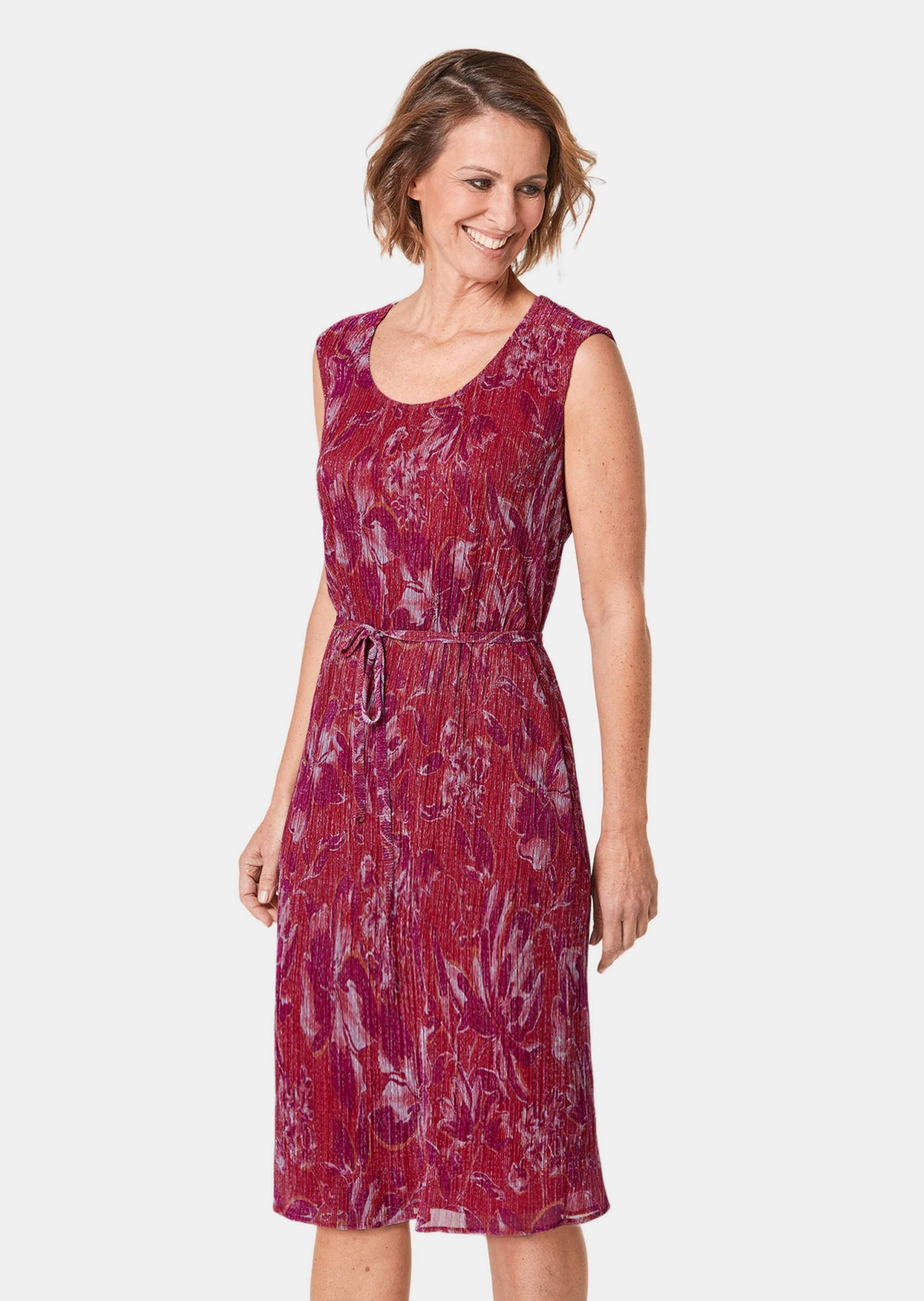 Thumbnail - GOLDNER Abendkleid "Kurzgröße Figur umspielendes Kleid, Glanzgarn" mit Glanzgarnen und Bindeband