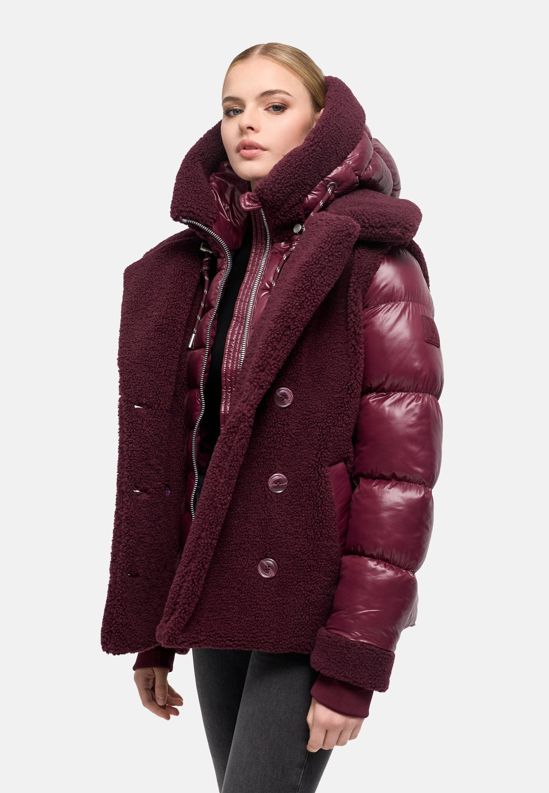 Navahoo Winterjacke »Kuschelhäschen 14« mit Kapuze Warme Jacke im Teddy-Stepp-Materialmix mit Kapuze
