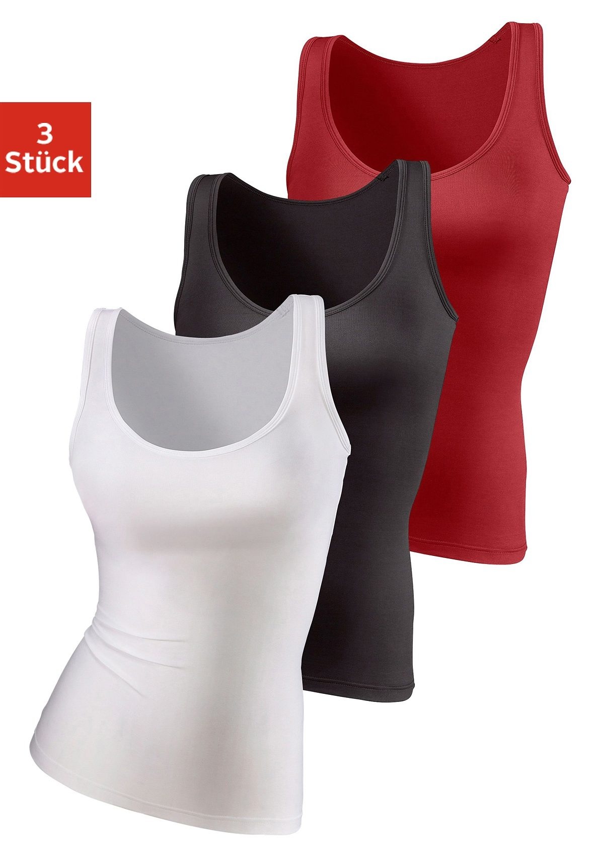 Vivance Active by Lascana Unterhemd 3er-Pack, aus weicher Microfaser, Tanktop, Unterziehshirt