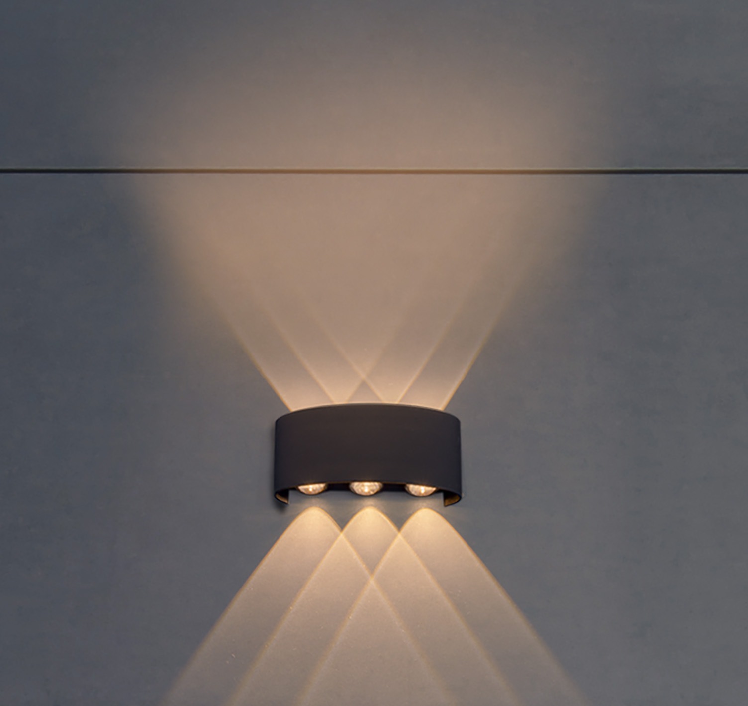 näve LED Außen-Wandleuchte »Auron« LED-Modul 1 Stk. Warmweiß anthrazit, geschwungene Form, Lichtaustritt nach oben und unten, IP54