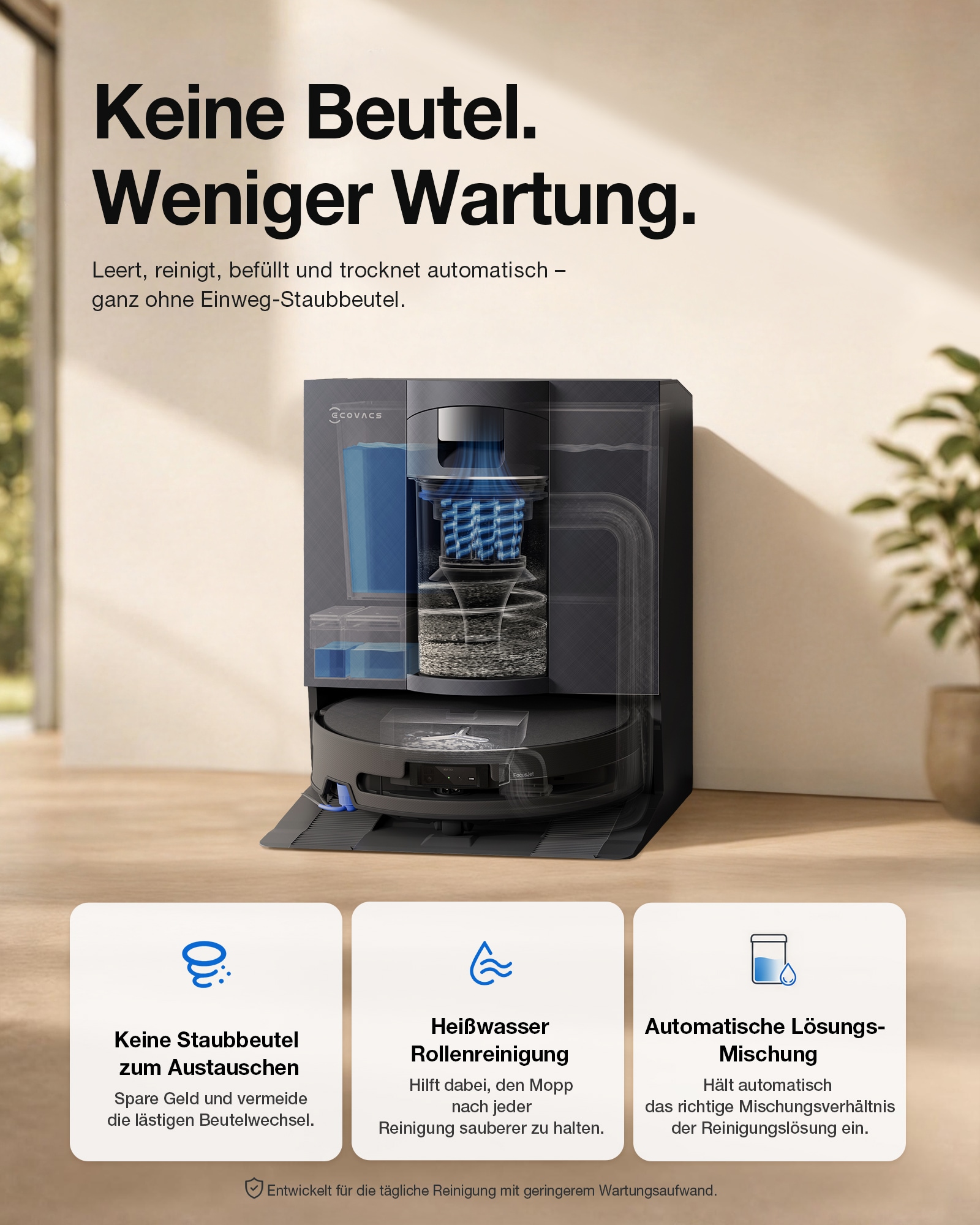ECOVACS Nass-Trocken-Saugroboter »DEEBOT X11S OmniCyclone Care Kit, All-in-One Station (beutellos)« 30.000 Pa + 16 L/s (Luftstrom), 27cm Wischrolle, Care Kit