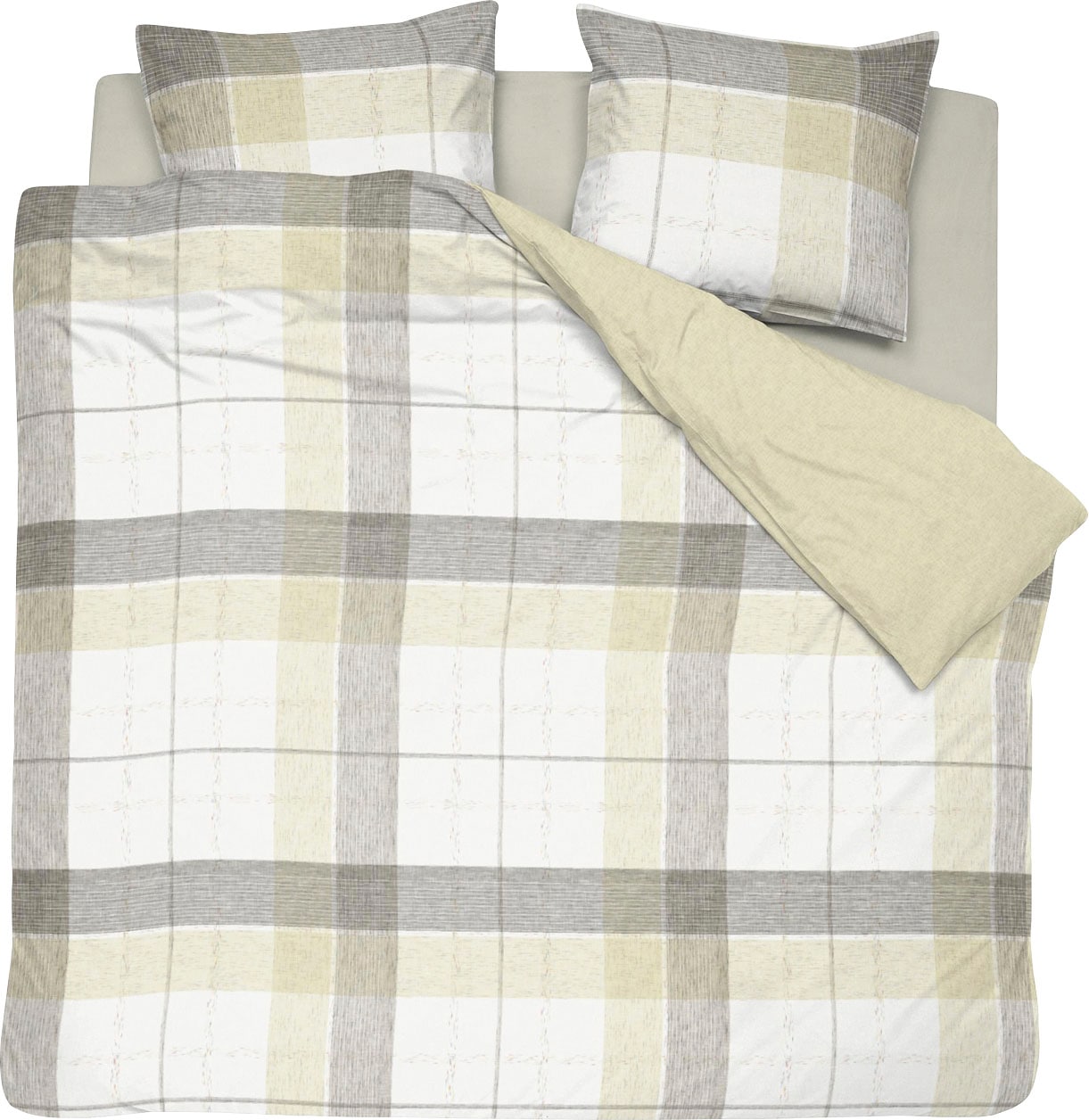 damai Wendebettwäsche "Colos" 3 Stk. mit großen Karos günstig online kaufen