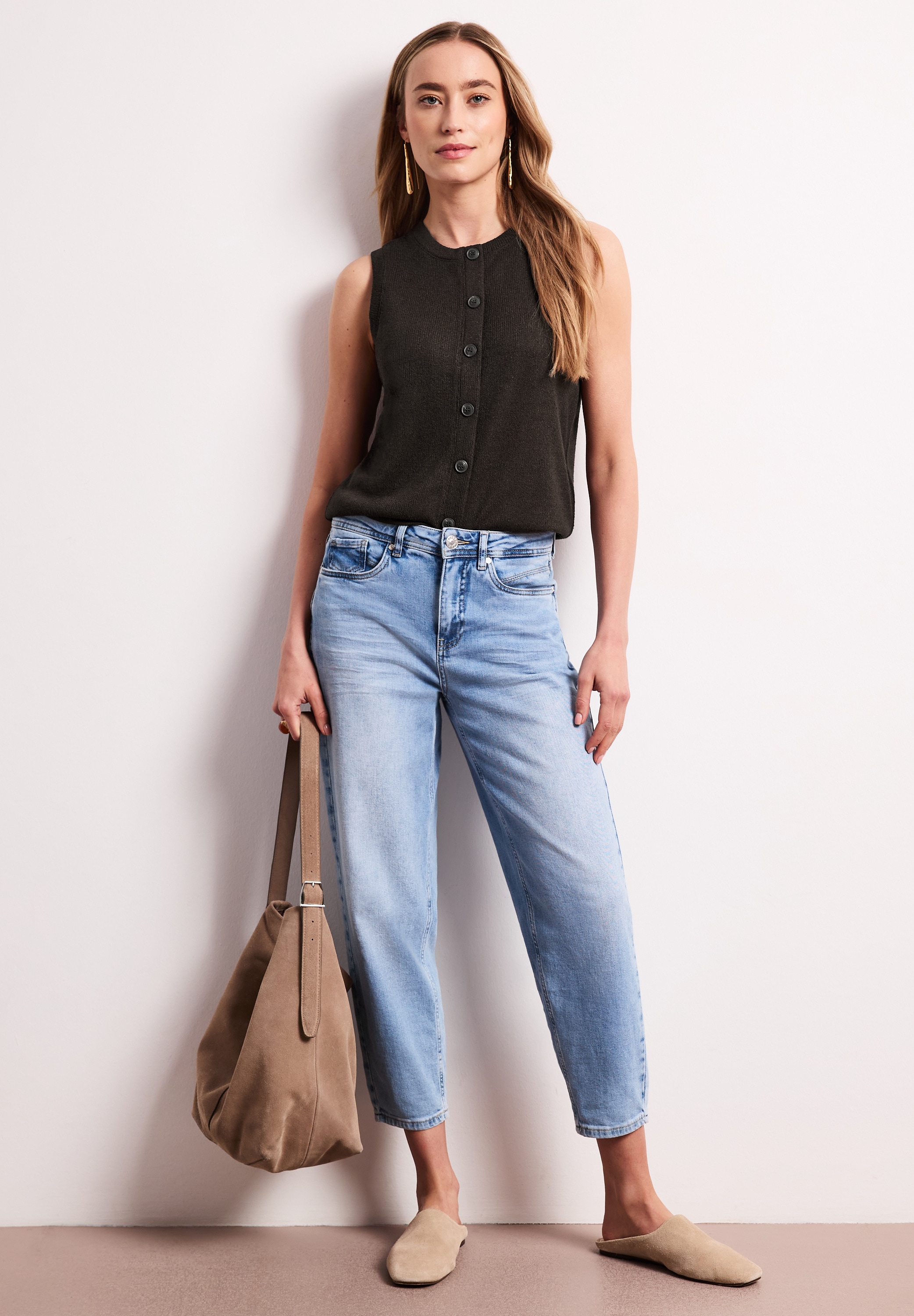 STREET ONE Stricktop mit Glitzerdetails, Regular Fit