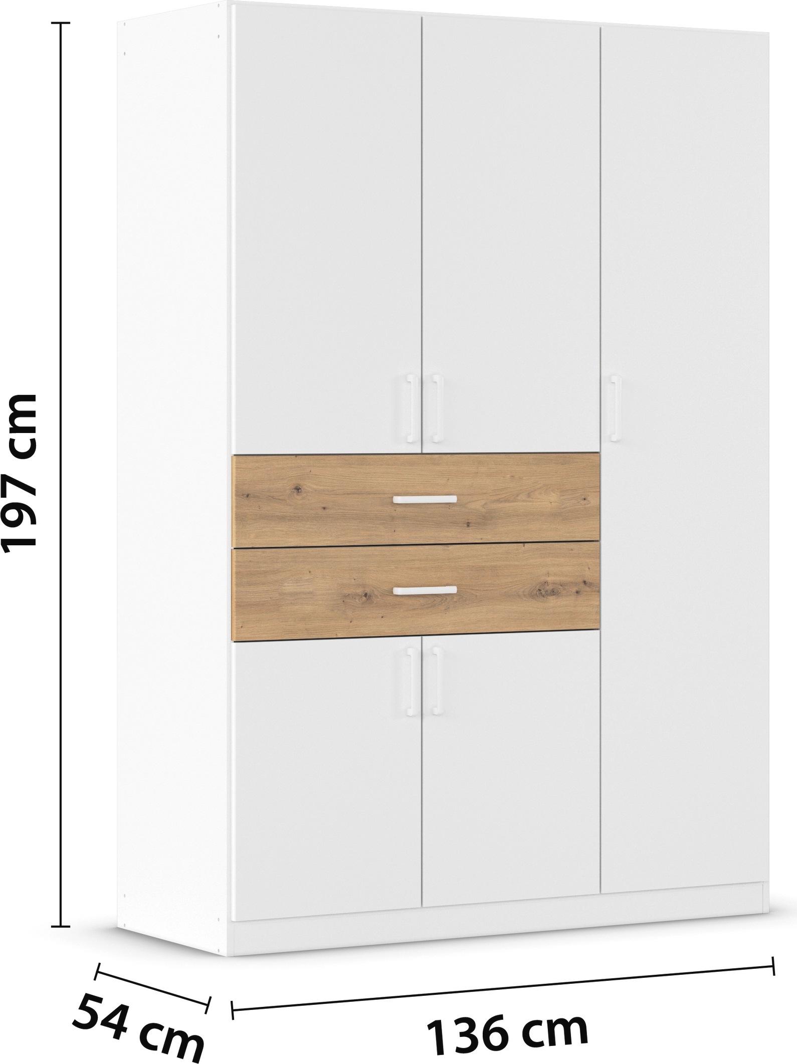 rauch Drehtürenschrank »Kleiderschrank Schrank Garderobe MAIKA mit Dekor-Front«, 2 Schubladen, in verschiedenen Breiten, Höhen, Farben, MADE IN GERMANY