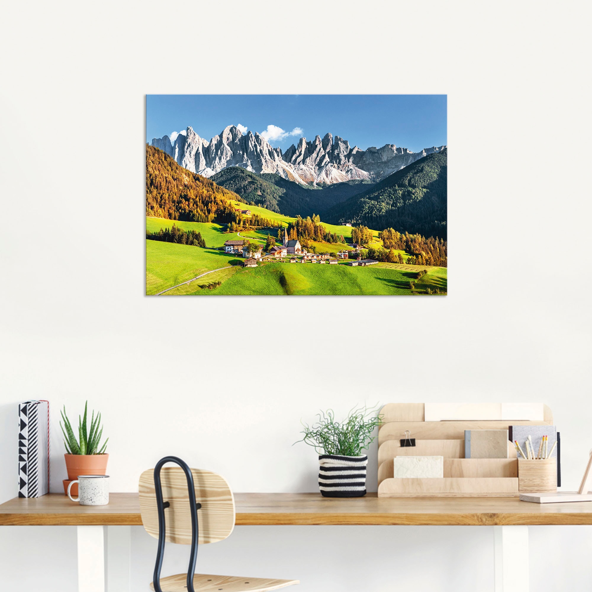 Artland Wandbild "Alpen Berge Santa Maddalena", Berge & Alpenbilder, (1 St. günstig online kaufen