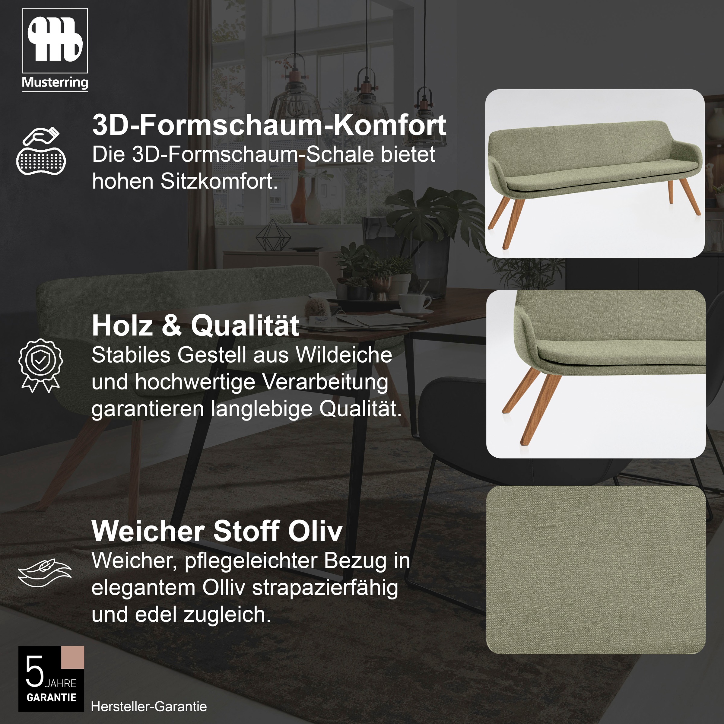 Thumbnail - Musterring Essbank "Tavia" Stativgestell Wildeiche massiv geölt, Breite 180, 200 oder 220 cm