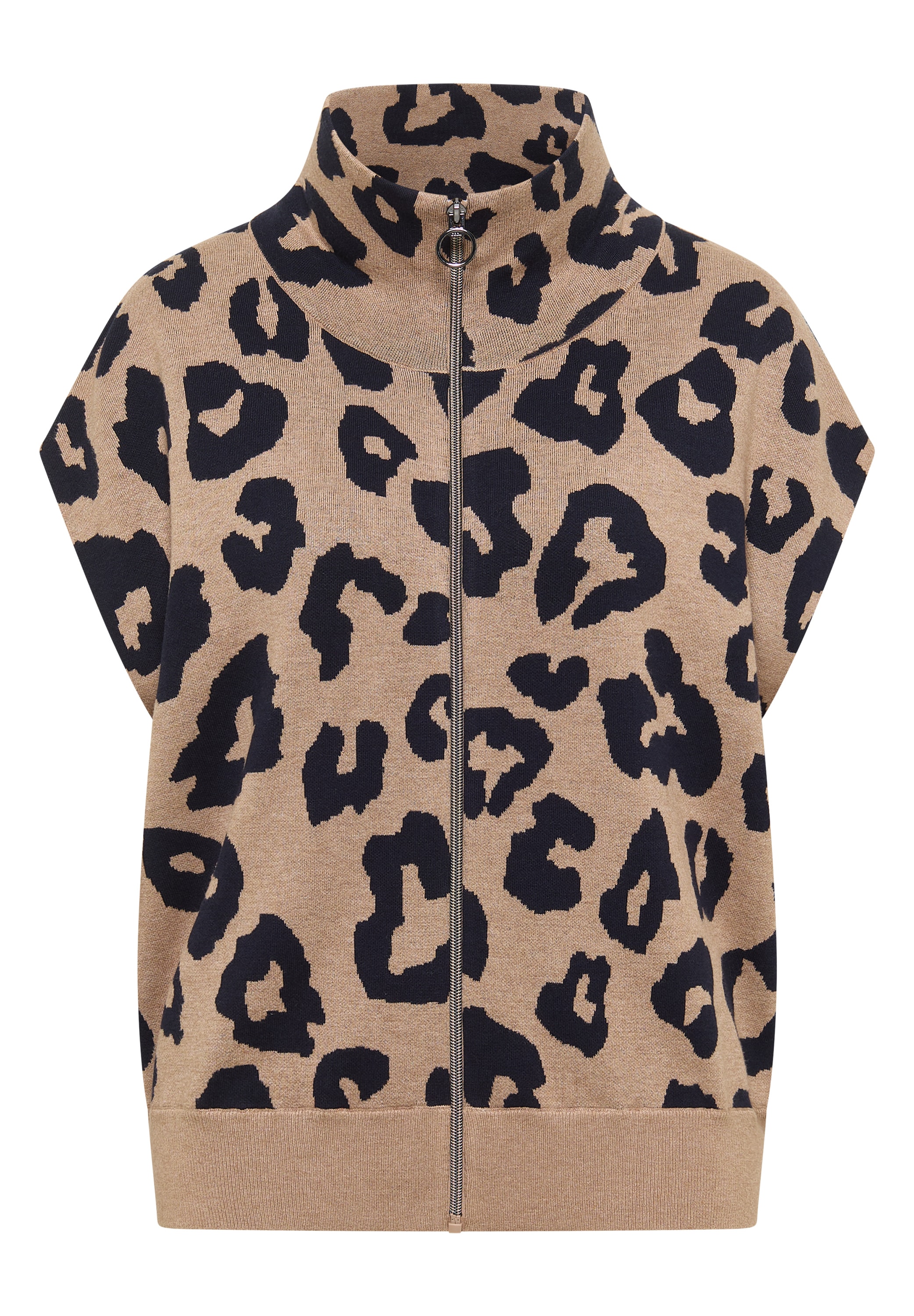 Cecil Strickweste ärmellos, mit Animal Print, großer Kragen