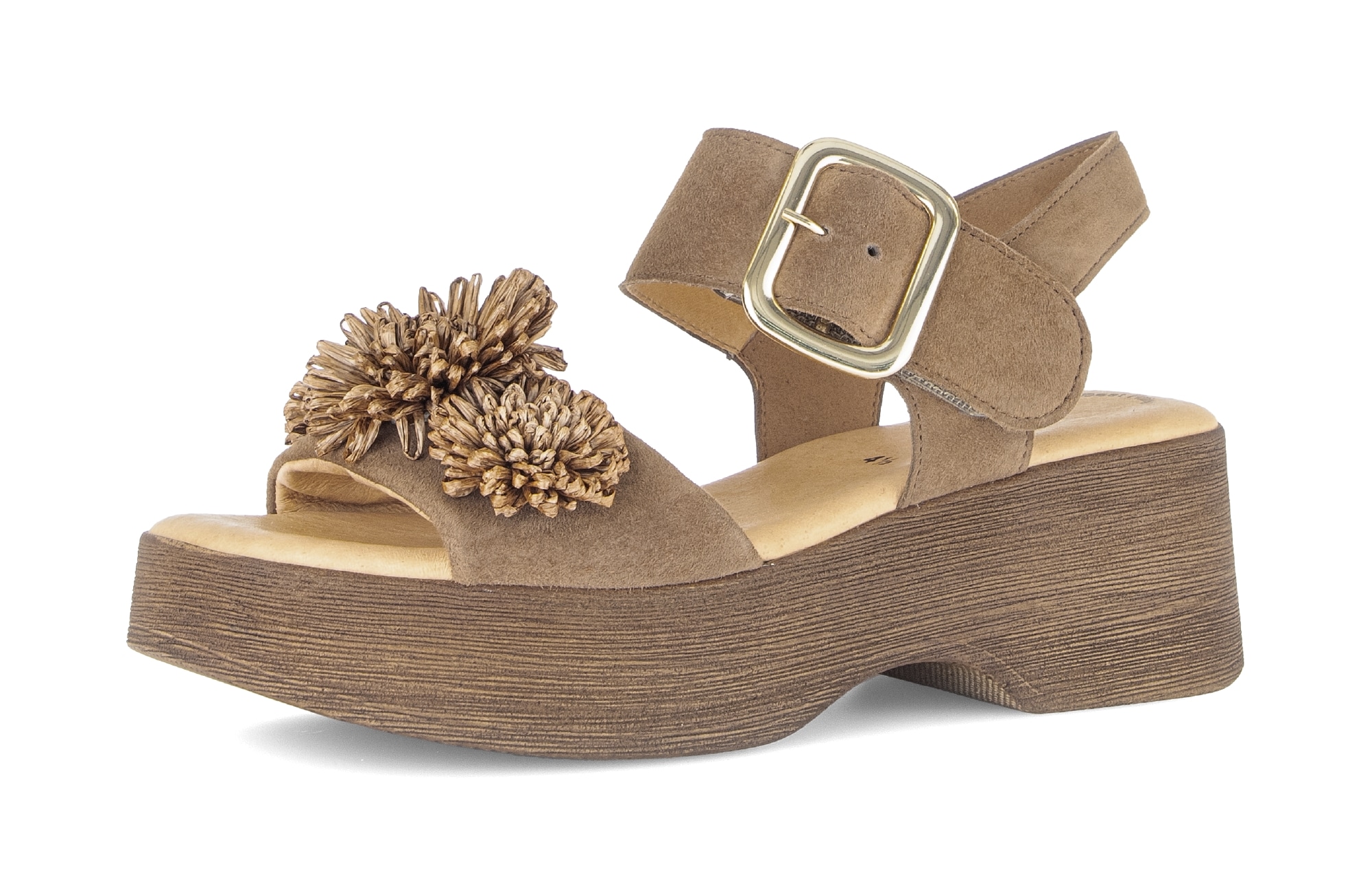Gabor, Sommmerschuh mit Plateau und Absatz in Holzoptik