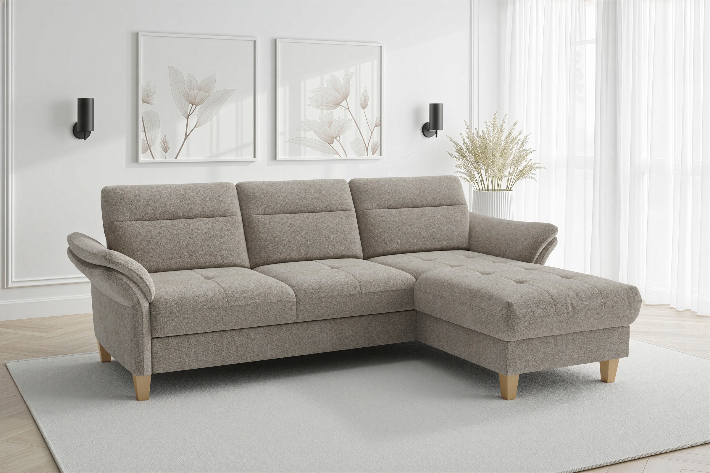 sit&more Ecksofa "Pamela L-Form, B: 230 cm, optional Schlaffunktion & Bettkasten" mit Federkern und Liegefläche aus Originalstoff
