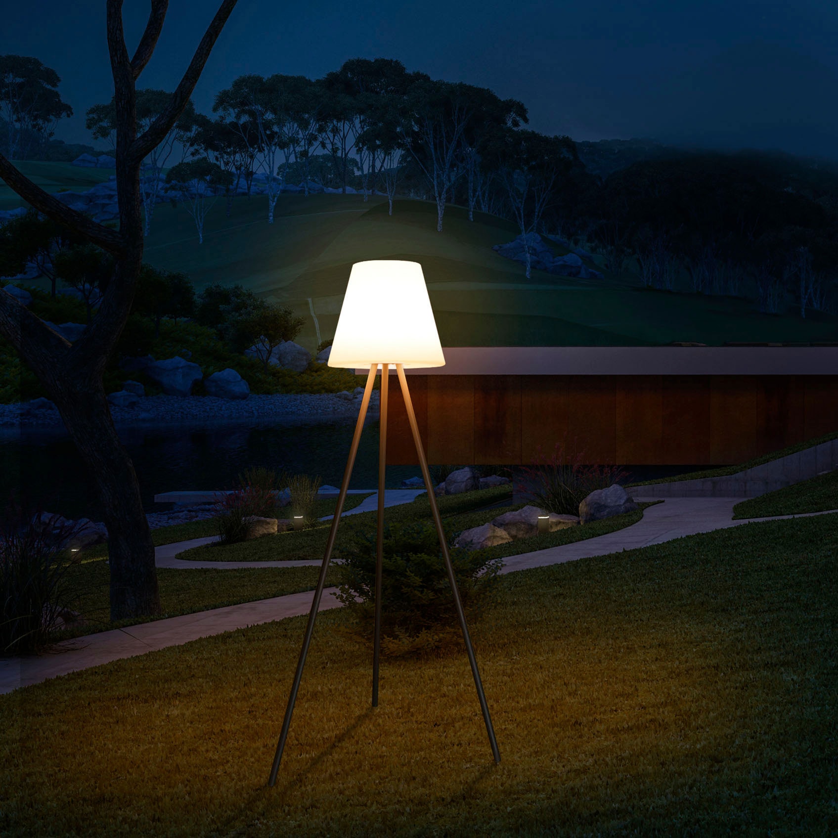 Paco Home Stehlampe »ROBIN«, LED Stehlampe Industrie In- und Outdoor Akku  Garten Terasse | BAUR