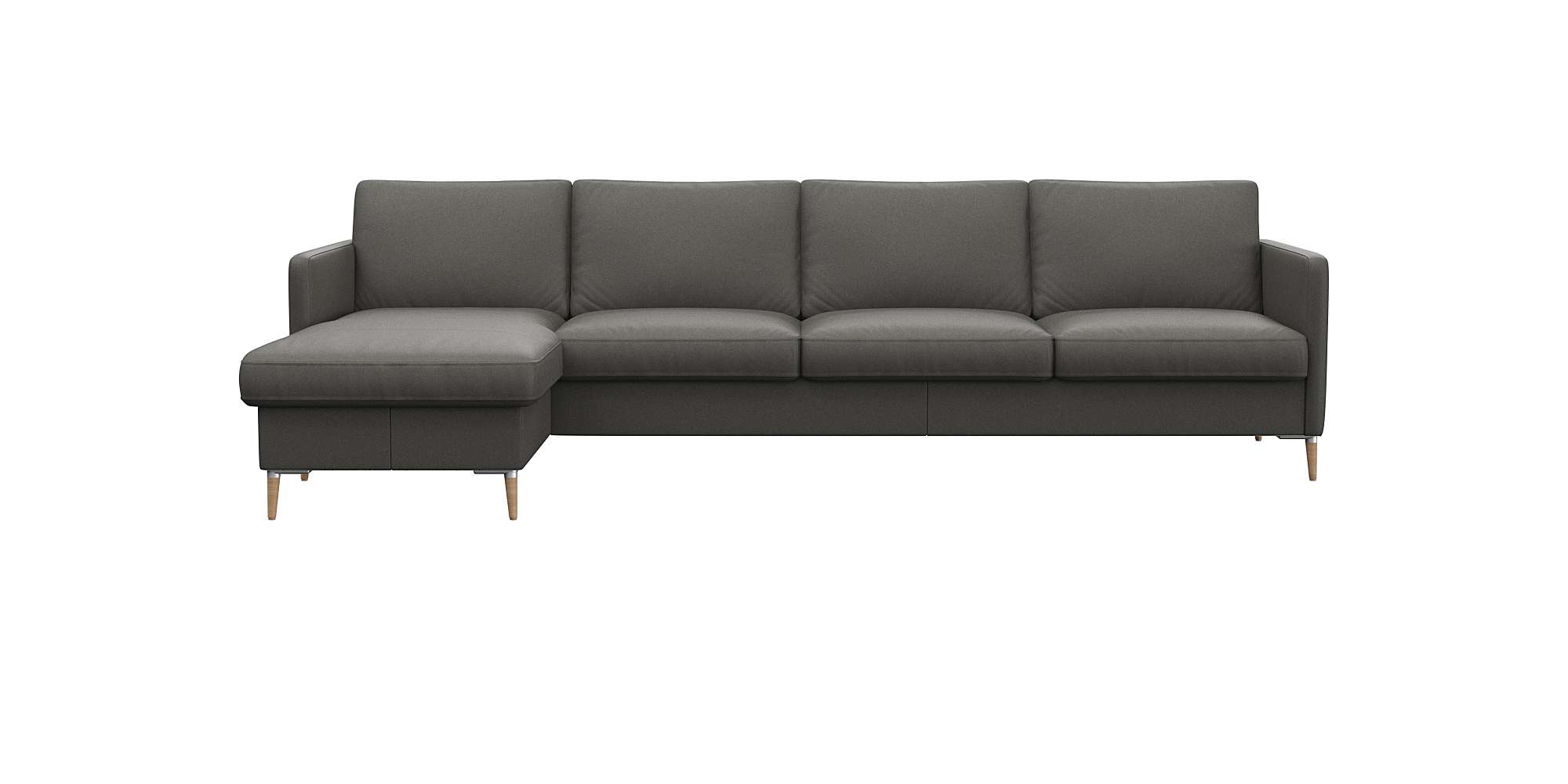 FLEXLUX Ecksofa "Fiore, super Sitzkomfort durch Kaltschaum im Sitz, L-Form" schmale Armlehnen, Füße Alu+ Eiche