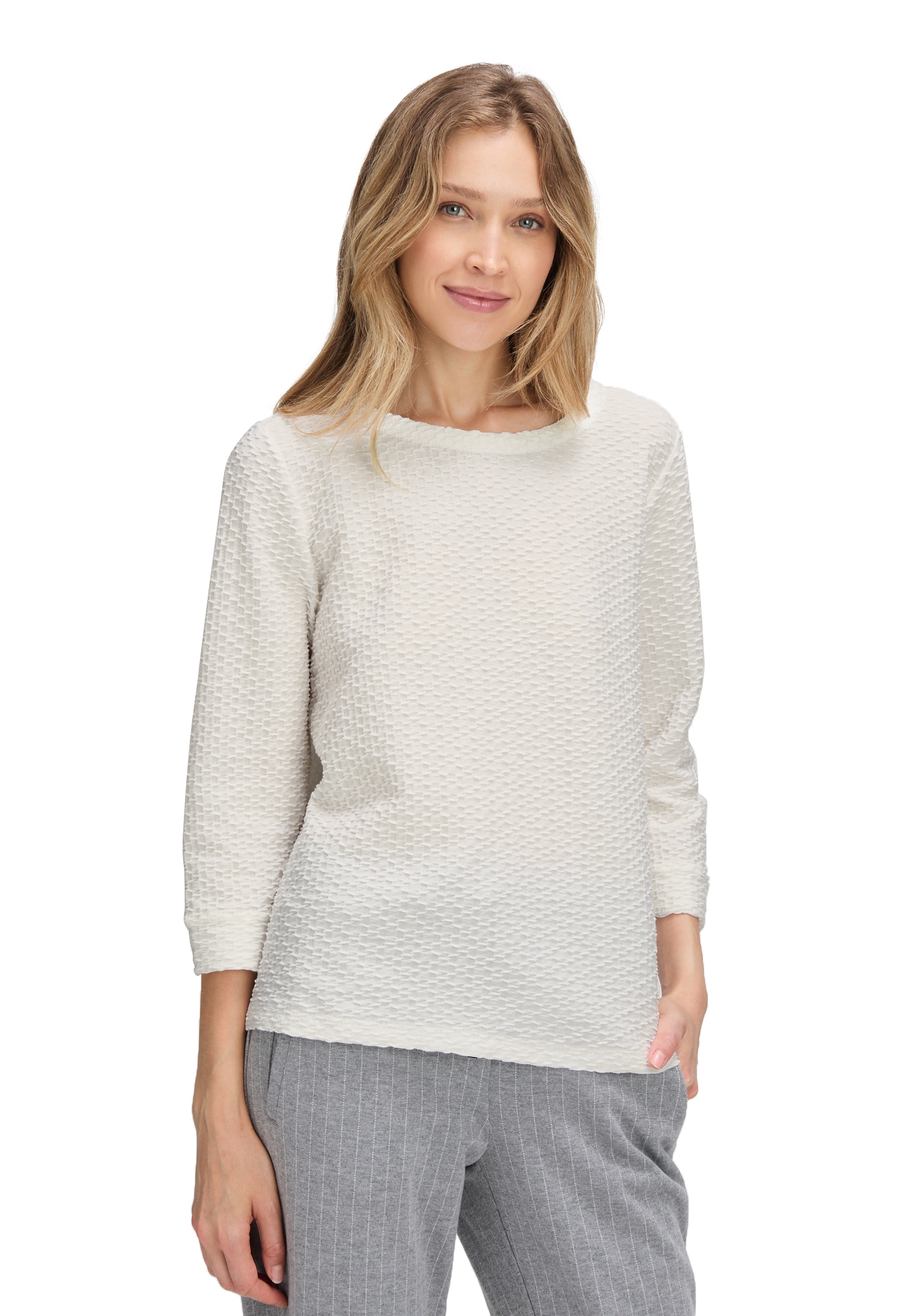 Betty&Co 3/4-Arm-Shirt "Damen Strukturshirt mit Rundhalsausschnitt" 1 Stk. günstig online kaufen