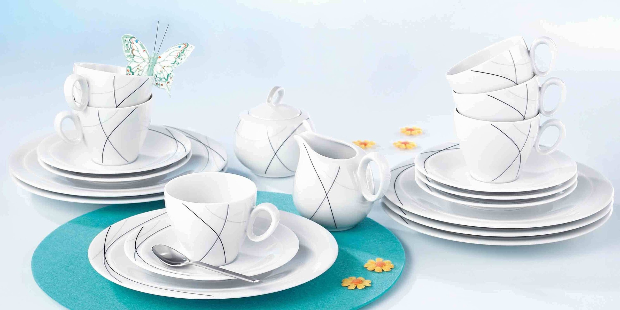 Untertasse SELTMANN WEIDEN "Kombi-Untertassen Trio Highline ø 13,3 cm 6er Set weiß-grau", bunt (weiß, grau), L:13,3cm, Speiseteller 3