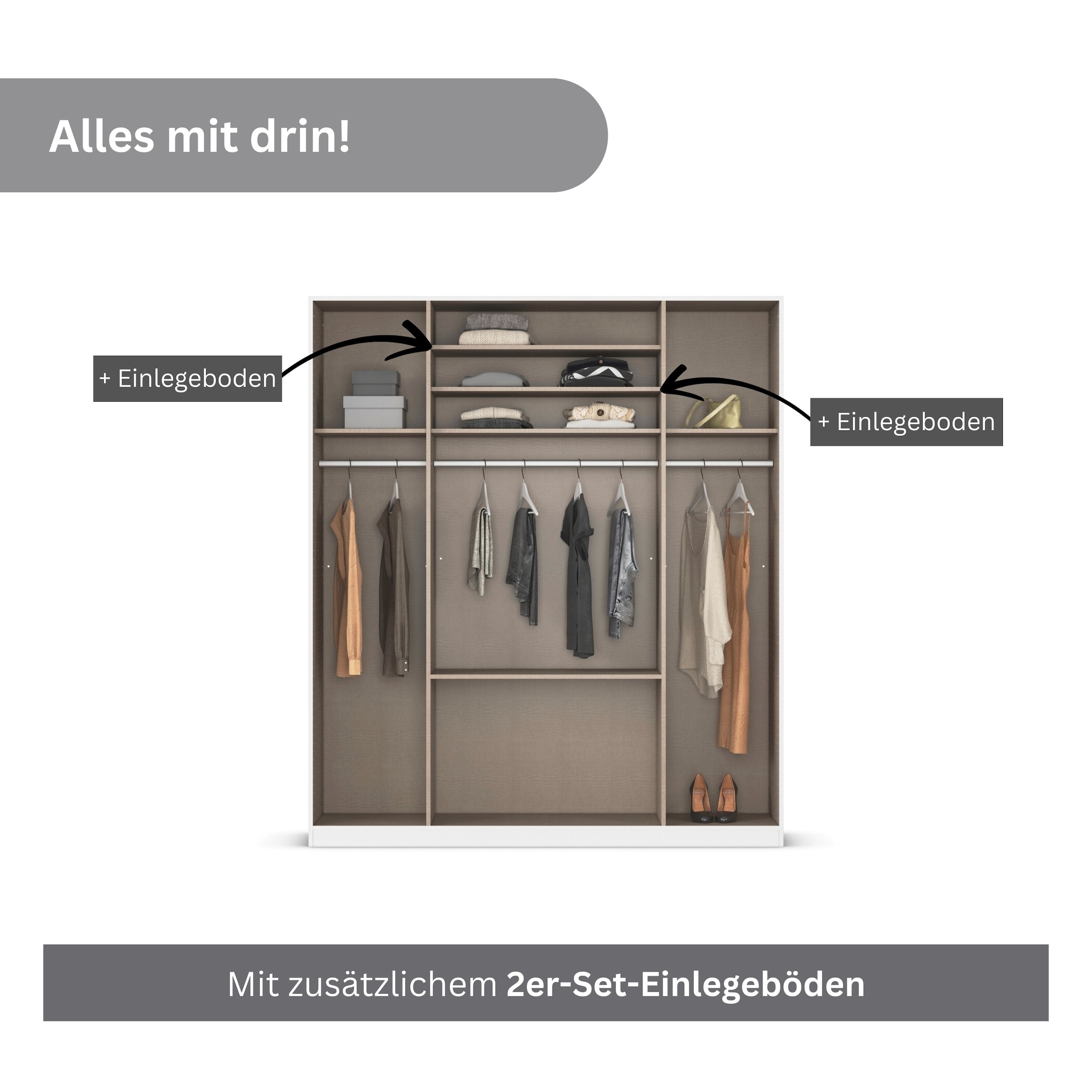 rauch Drehtürenschrank »Kleiderschrank Kleiderschränke Schrank Garderobe AGORDO mit Glasfront«, mit Außenschubkästen, in 6 Breiten und 2 Höhen MADE IN GERMANY