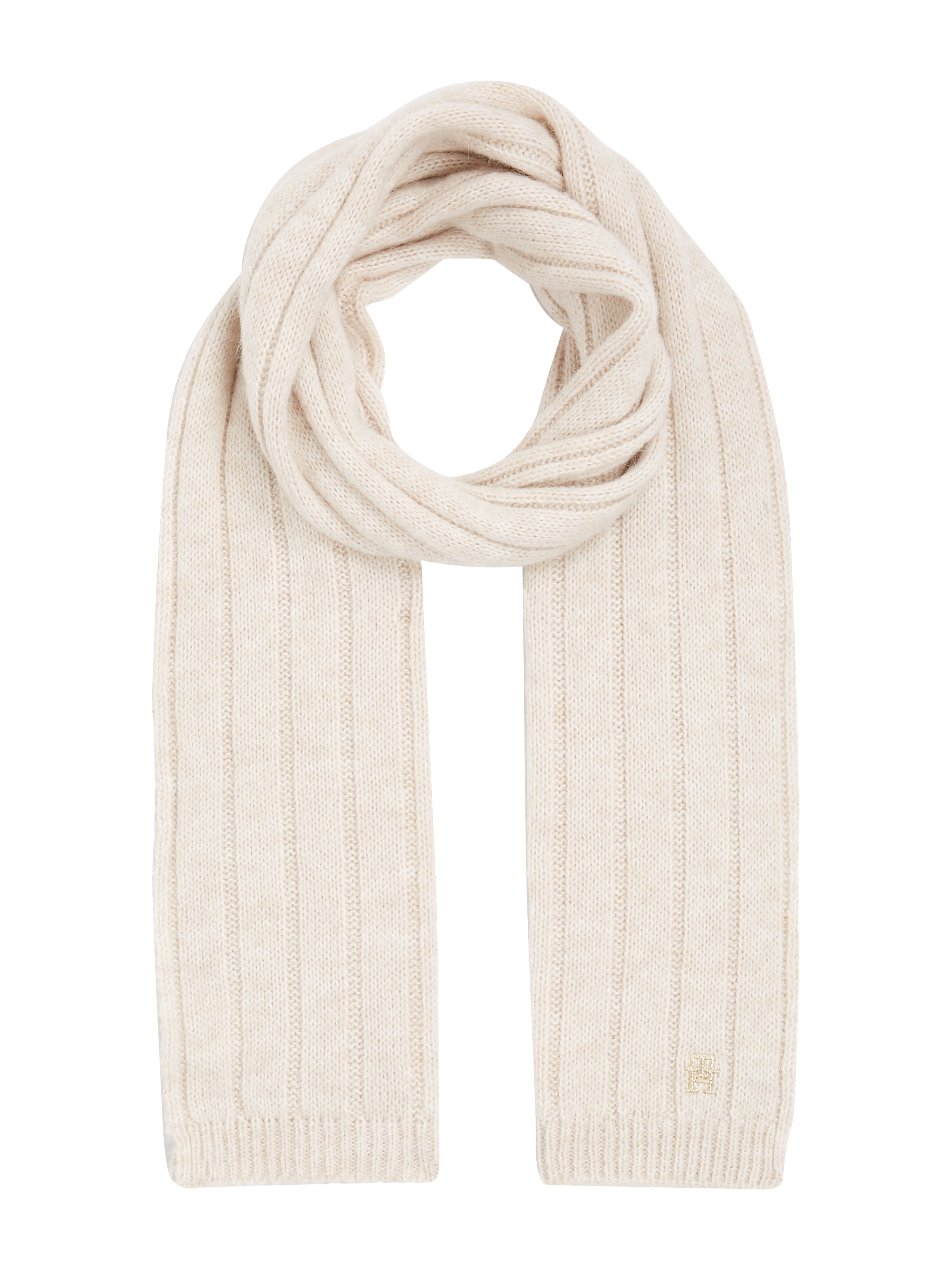 Strickschal »TH TIMELESS SCARF«, Rippstrick-Schal mit Monogramm