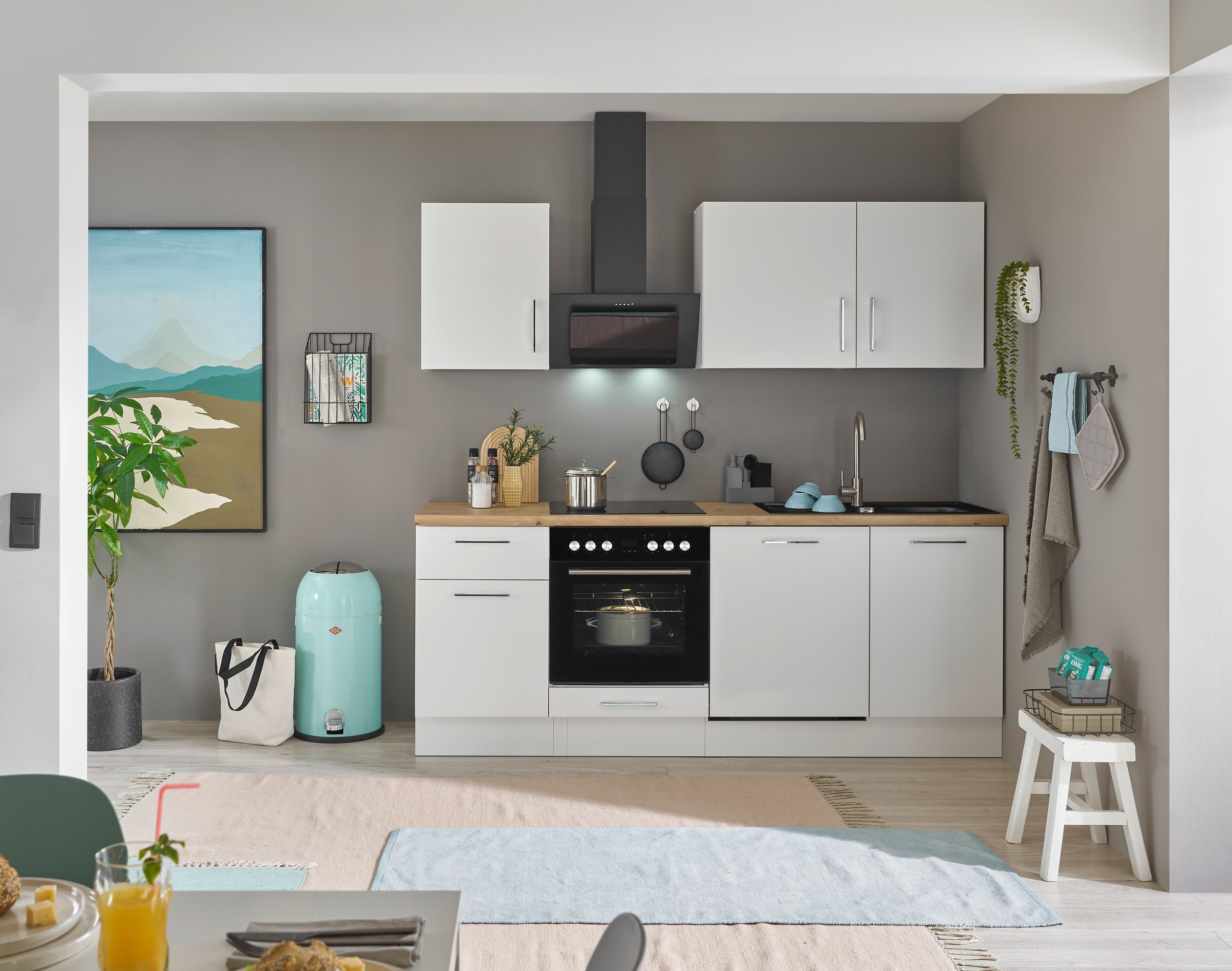 BASIC by Balculina Küchenzeile »Turin«, Breite 220 cm, wahlweise mit E-Geräten