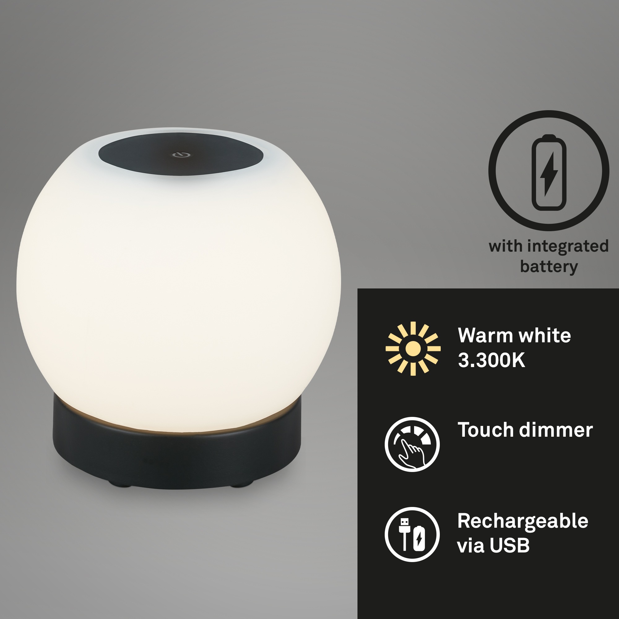 BRILONER LEUCHTEN LED Dekolicht "POKA", schwarz, 1, Ø 16cm H: 15cm, 1 Stk., Leuchten, 16 x 15 cm, Indoor/Outdoor, Balkon, Wohnzimmer 3