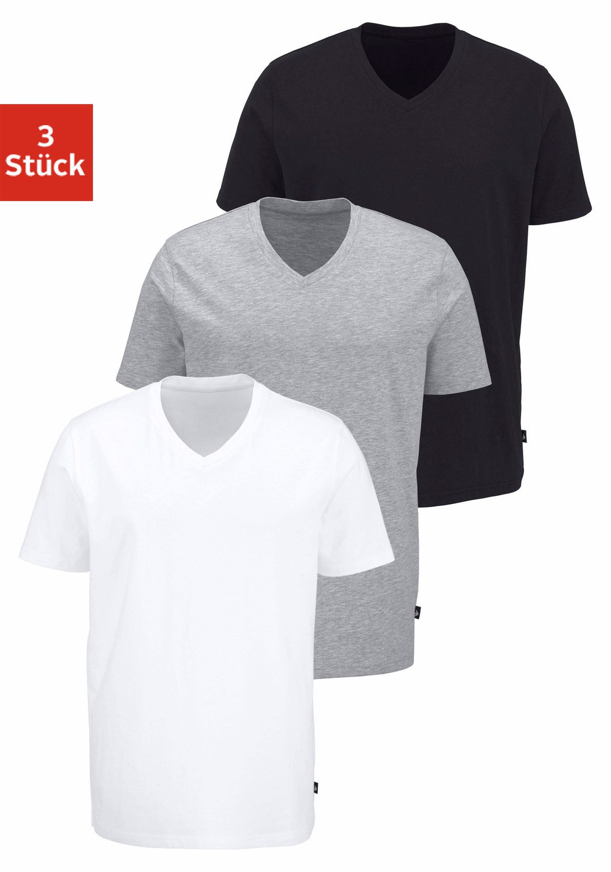 Bruno Banani T-Shirt, 3 Stk. mit V-Ausschnitt, perfekte Passform, aus elast günstig online kaufen