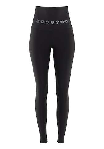 Leggings »HWL112C-silberne 7 Chakras«, Bauch-Weg-Effekt durch High Waist-Bund