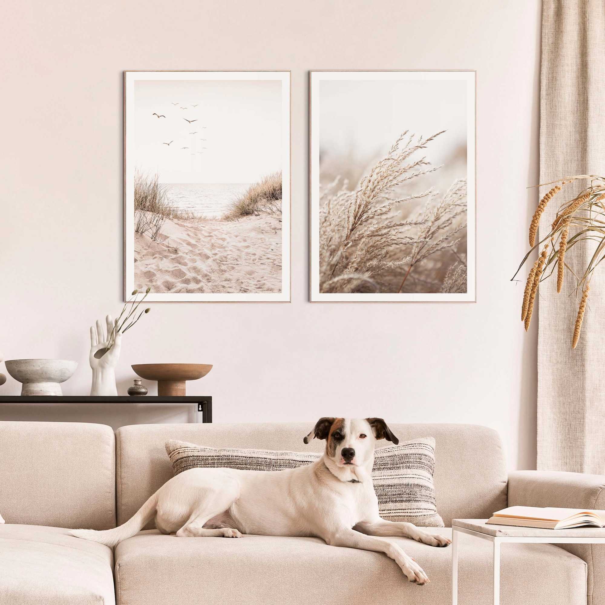 Reinders! Poster »Strand«, Wohnzimmer - Gras - Meer - Vögel - Beige - MDF - Strand - 50x70 cm