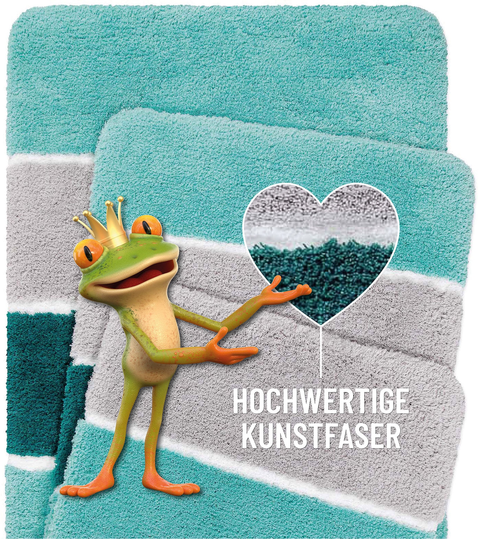 Homie Living Badematte »Rio Marina« Höhe 30 mm rutschhemmend beschichtet fußbodenheizungsgeeignet | schnell trocknend flauschiger Badteppich, modern gestreift, waschbar, Badezimmerteppich