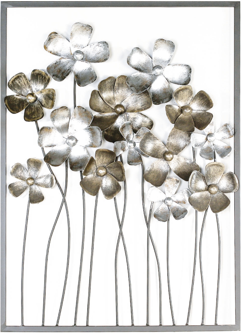 kolossal GILDE Wanddekoobjekt »Wandrelief Fleurs, bestellen dekorativ Wanddeko, im | & Esszimmer aus braun/champagnerfarben«, Wohnzimmer Blumen, BAUR Metall