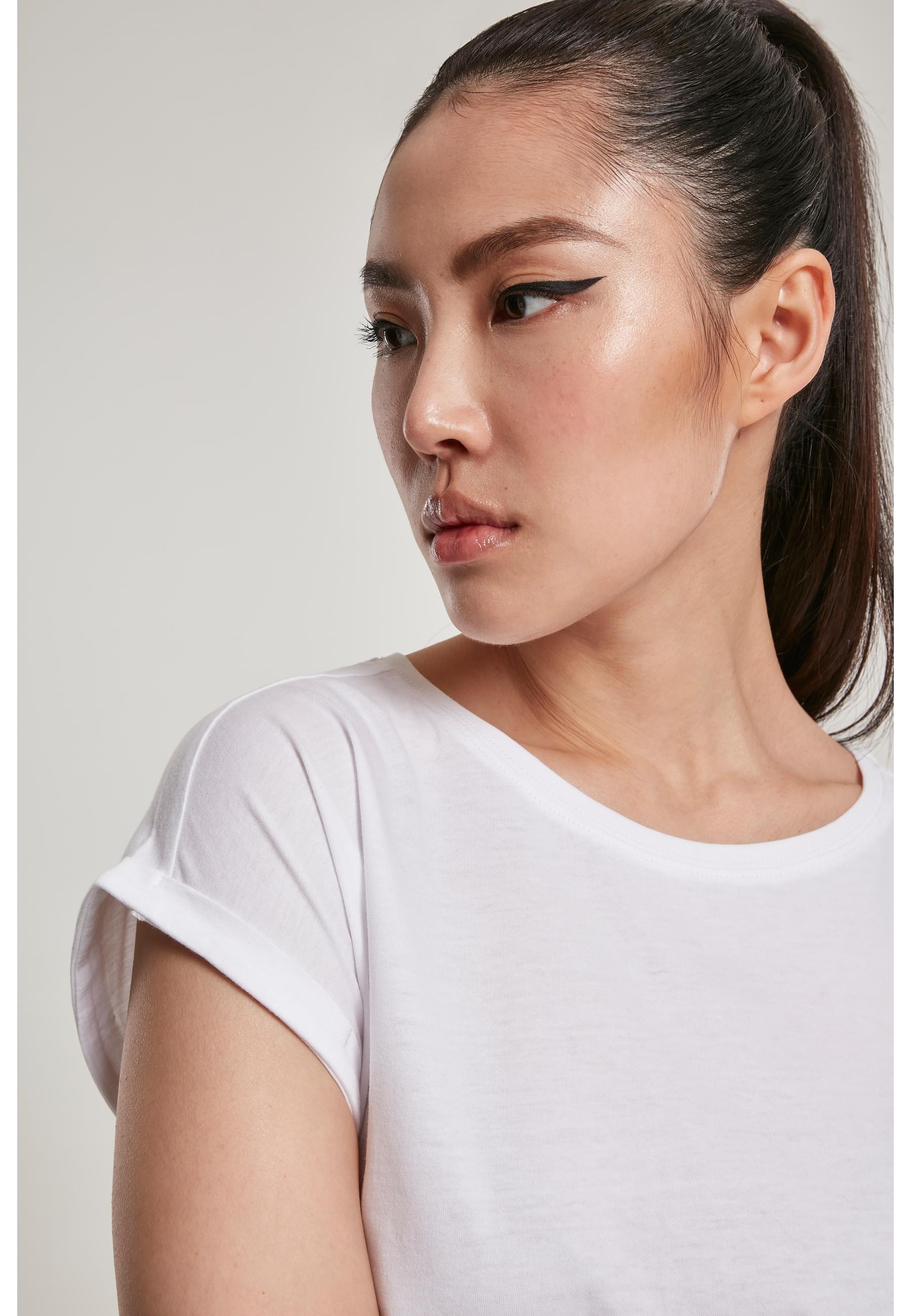URBAN CLASSICS Kurzarmshirt »Urban Classics Damen Ladies Organic Extended Shoulder Tee«, (1 tlg.)