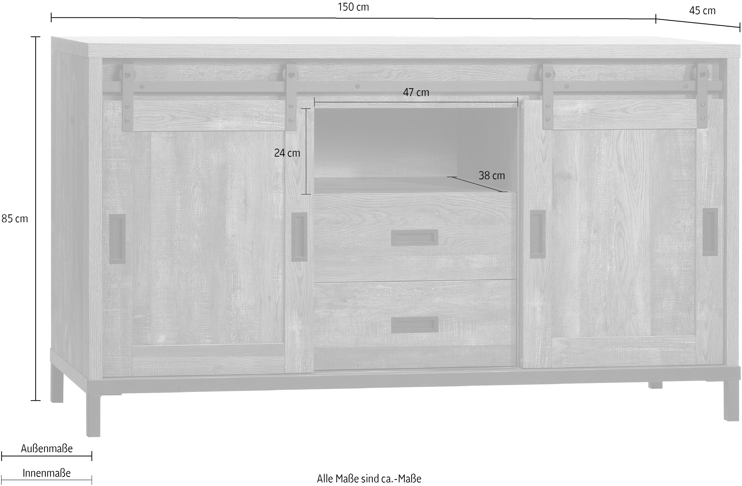 OMG Design Sideboard »Stanley«, in zwei Breiten, mit viel Stauraum