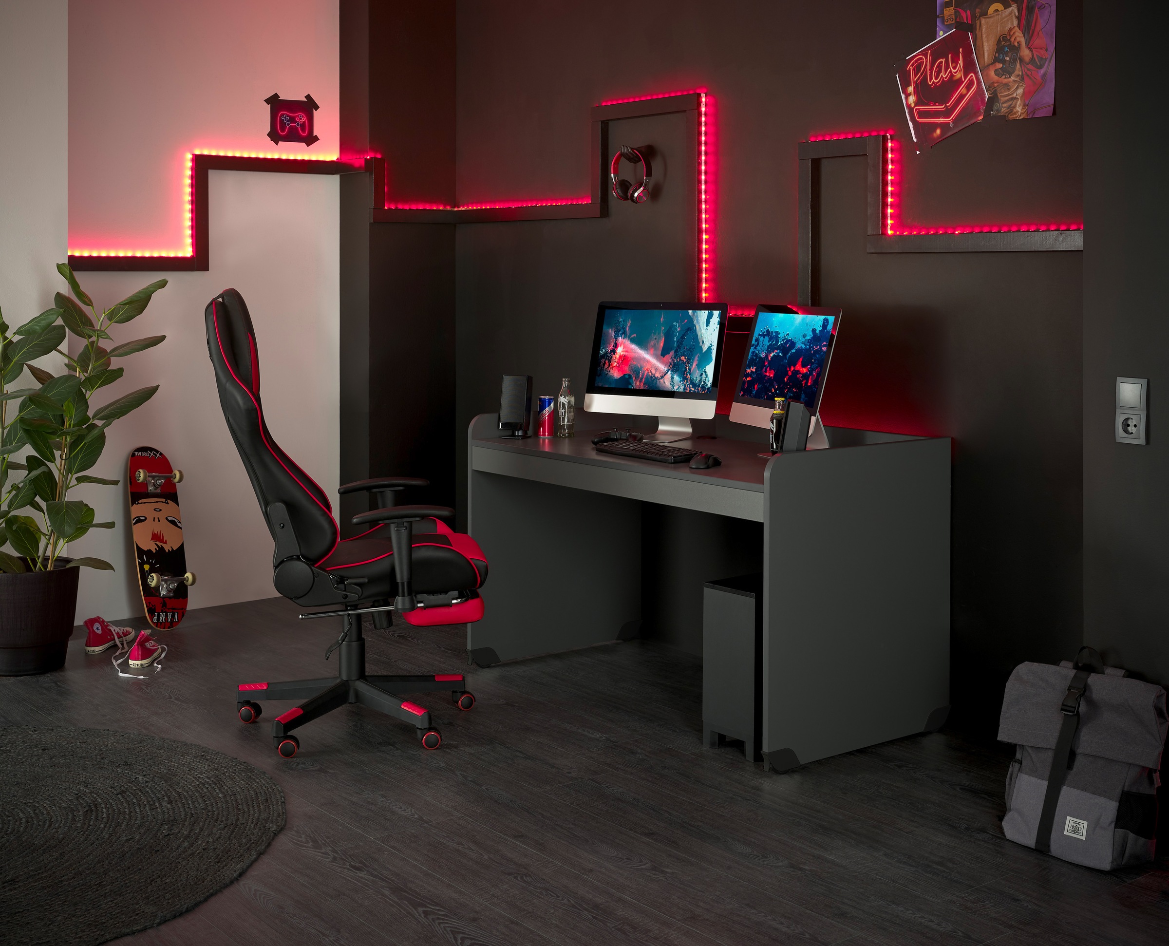 Begabino Gamingtisch »Kellon«, rollbar, Schreibtisch wahlweise in 2 Farben