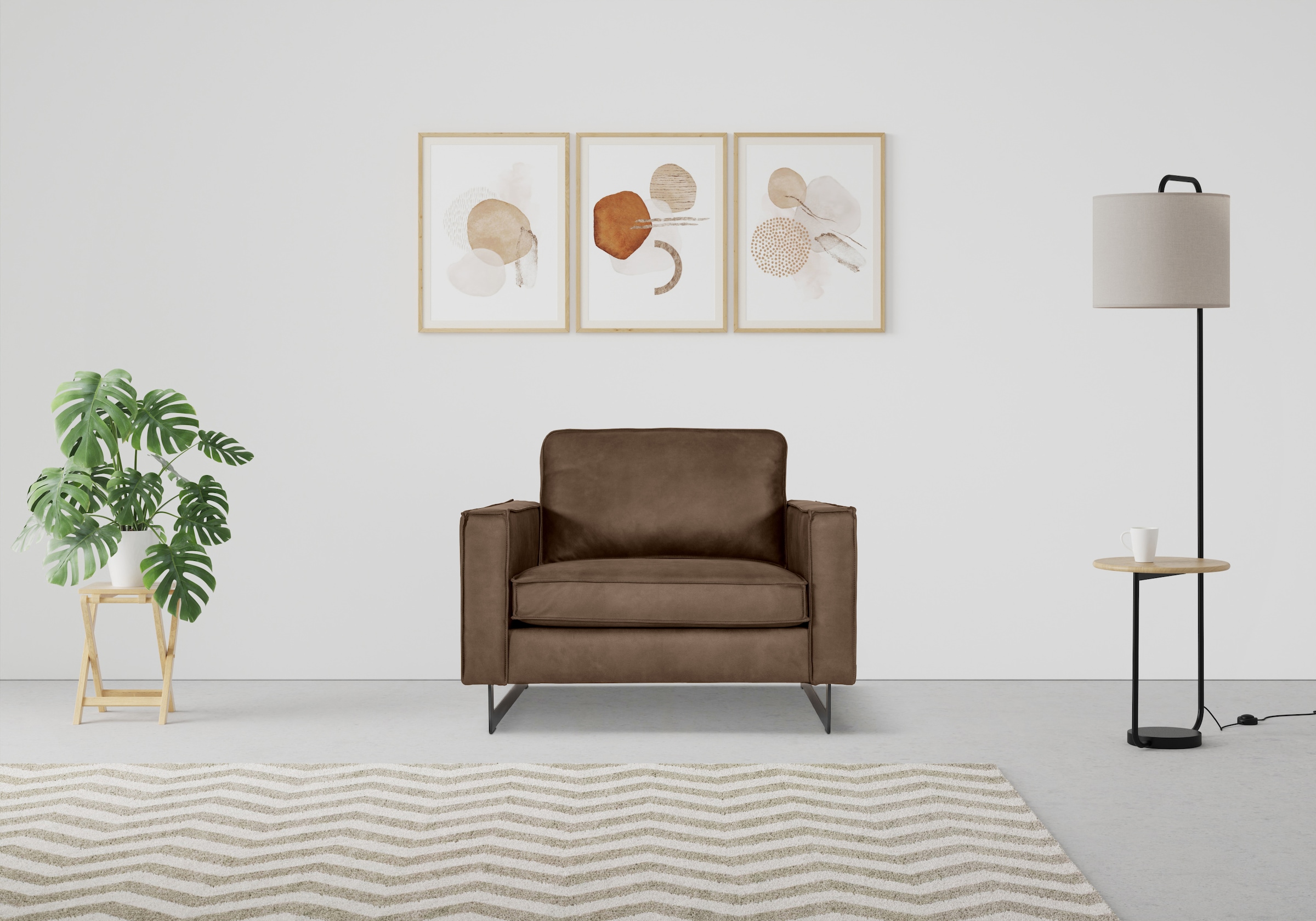 Places of Style Loveseat »Pinto 105 cm, Cord, Chenille, Lederoptik«, mit Keder, Metallfüßen und auch in Cord Bezug erhältlich