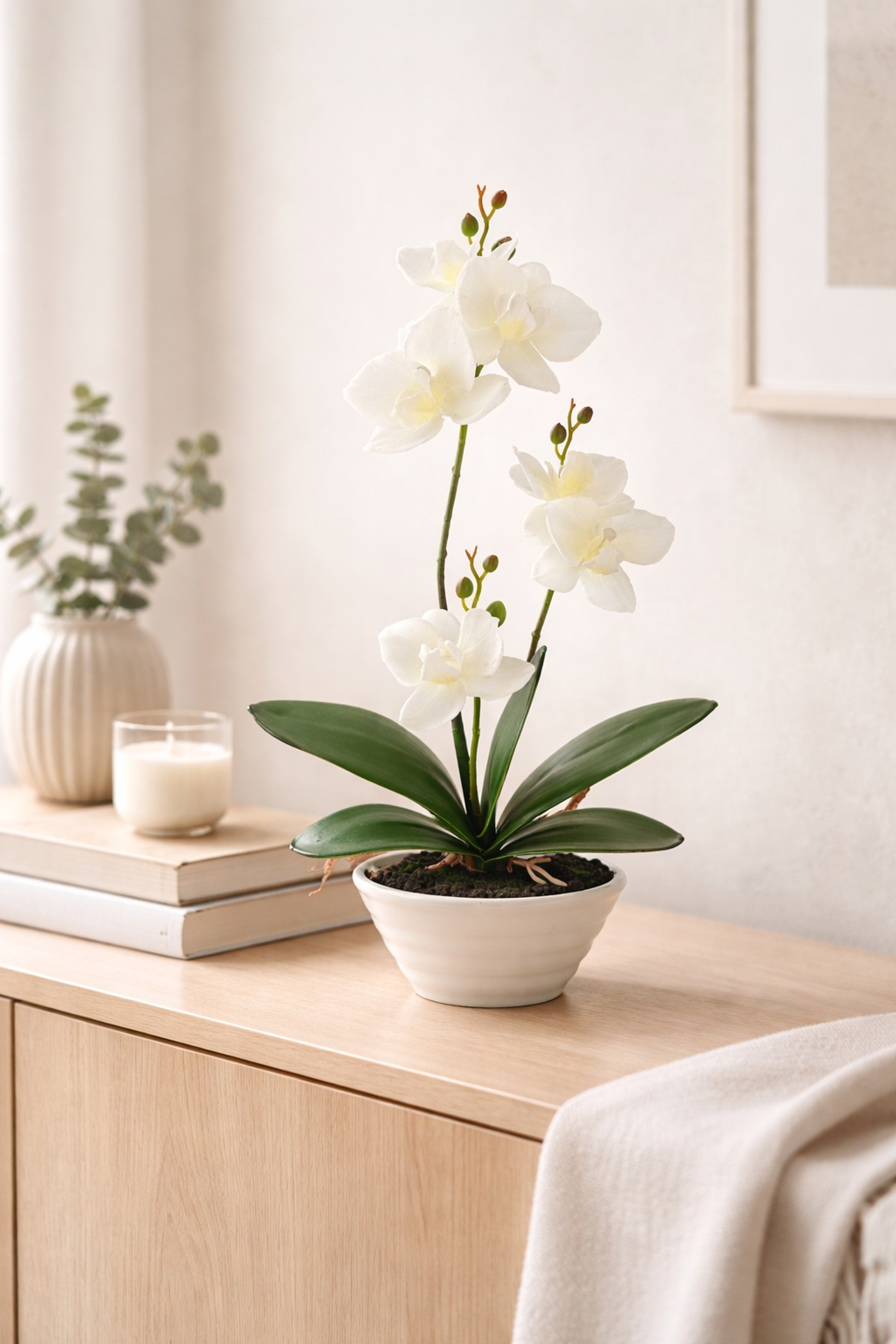 I.GE.A. Kunstblume »Kunstorchidee im Topf« 30cm künstliche Orchidee mit Blüten Phalaenopsis Kunstpflanze Pflanze