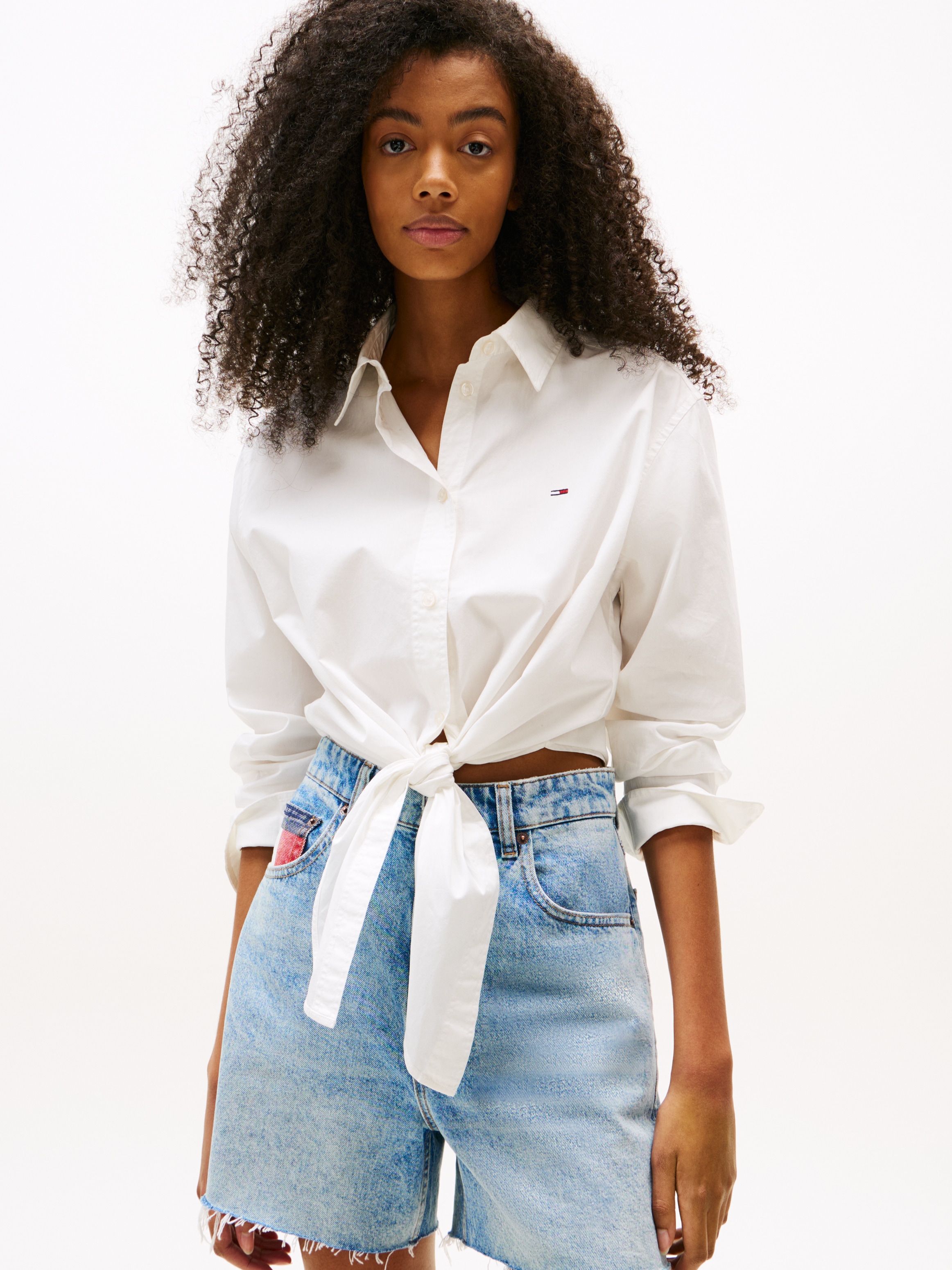 Tommy Jeans Langarmbluse "TJW LS TIE FRONT SHIRT" günstig online kaufen