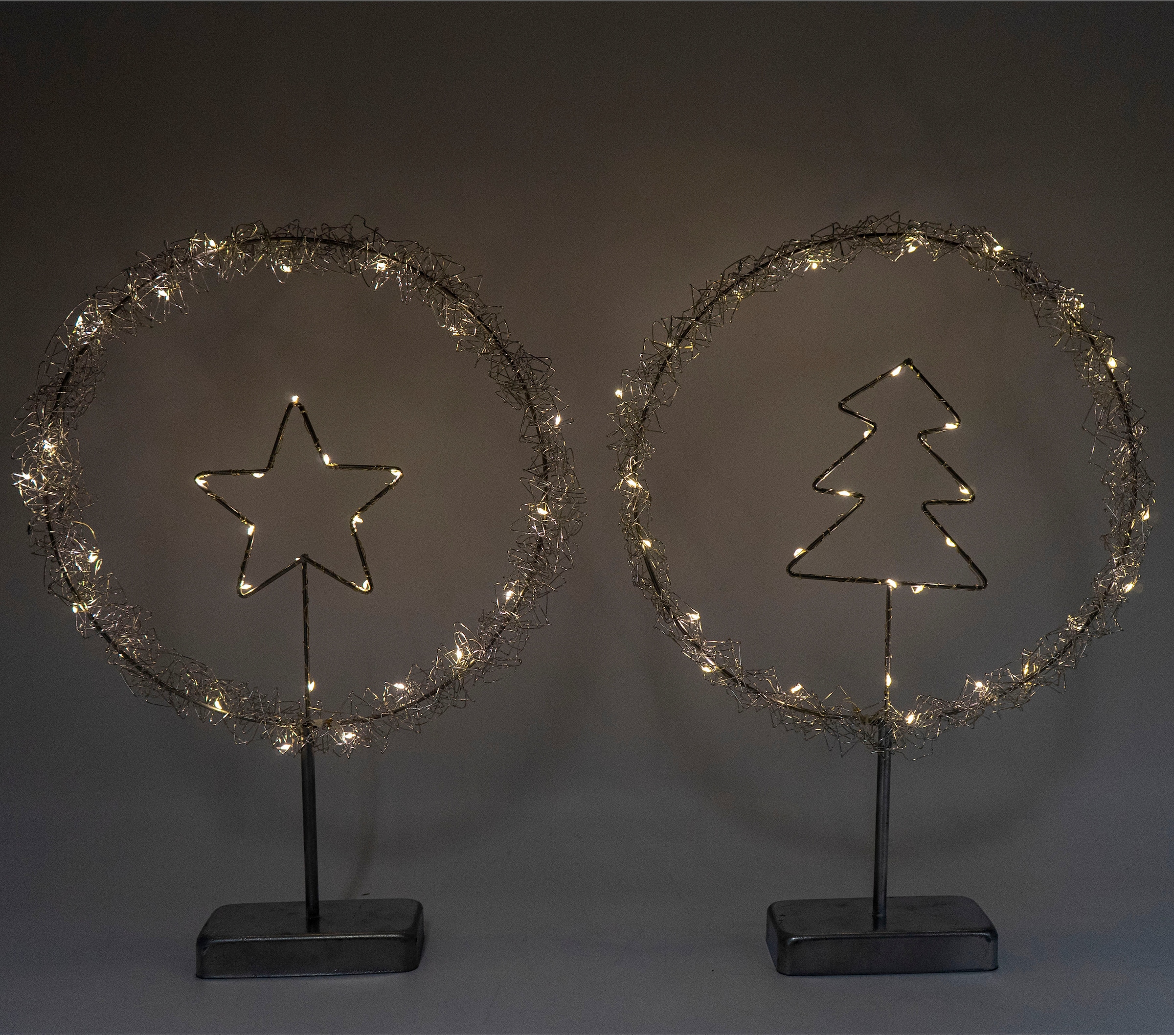 NOOR LIVING Dekolicht »LED Weihnachtsdeko mit Drahtumrandung, Höhe ca. 45 cm«, im 2er Set (bestehend aus 1x Baum und 1x Stern)
