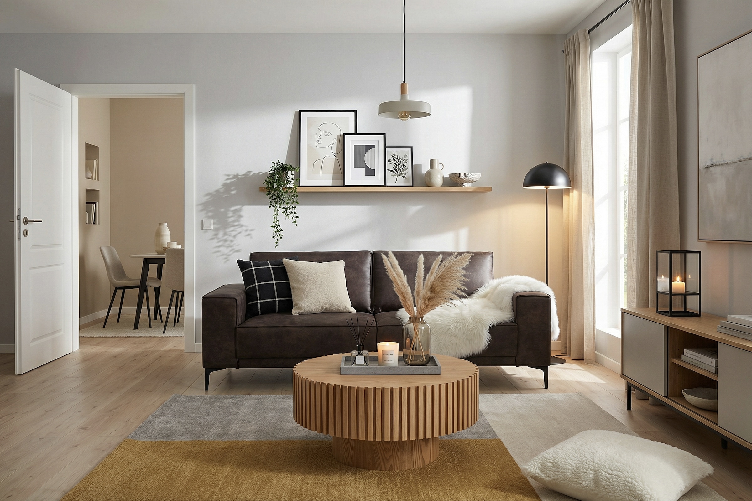 OTTO home 3-Sitzer »OLAND Luxus-Microfaser, Sofa, B: 224 cm, Skandi-Design« Struktur, Flachgewebe, Luxus-Microfaser, Boucle
