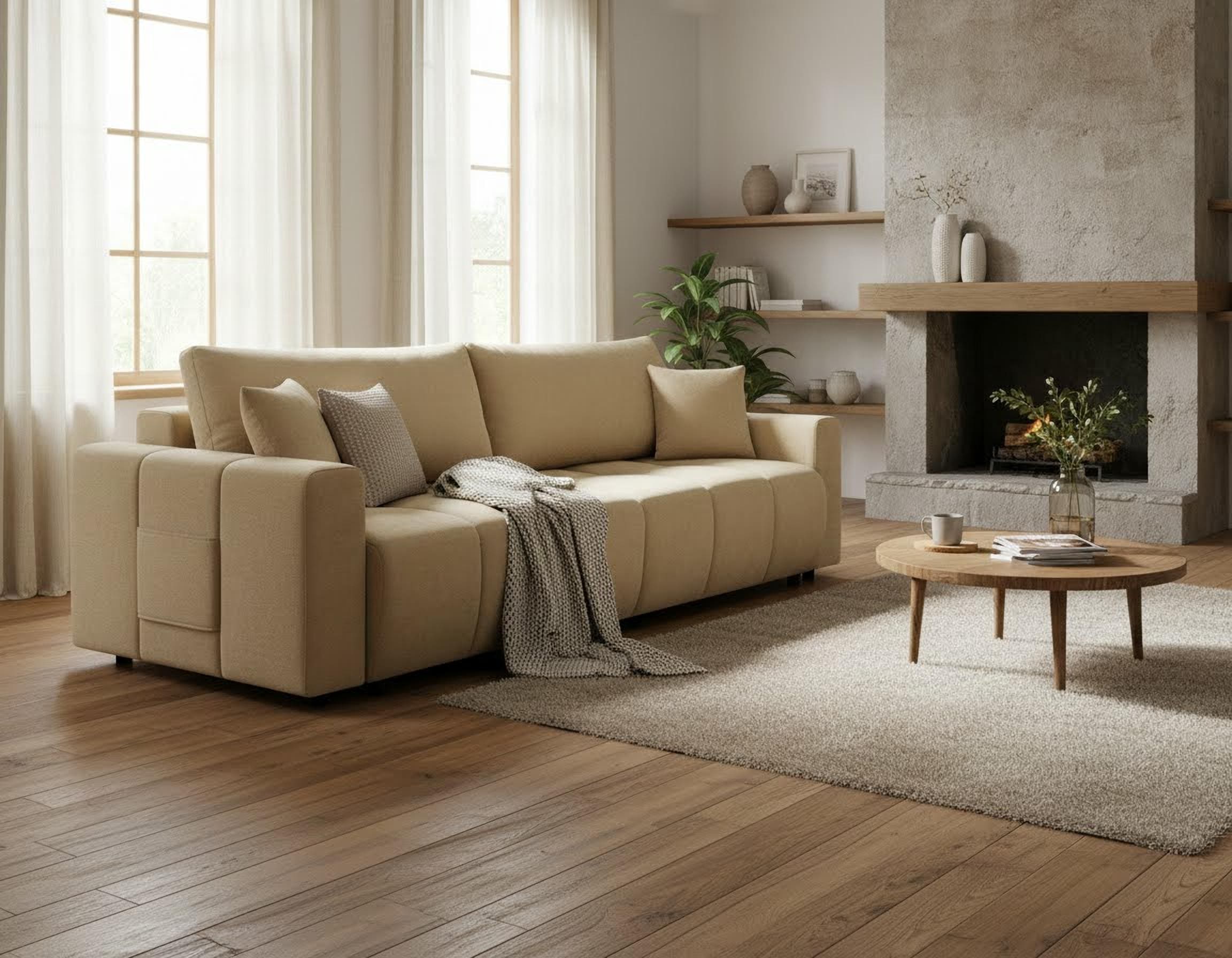 OTTO home Schlafsofa "YLVAA 3-Sitzer, 239 cm - OTTO. Verlässliche Qualität." Schlaffunktion(132/198), Bettkasten, Feinstruktur-Bezug