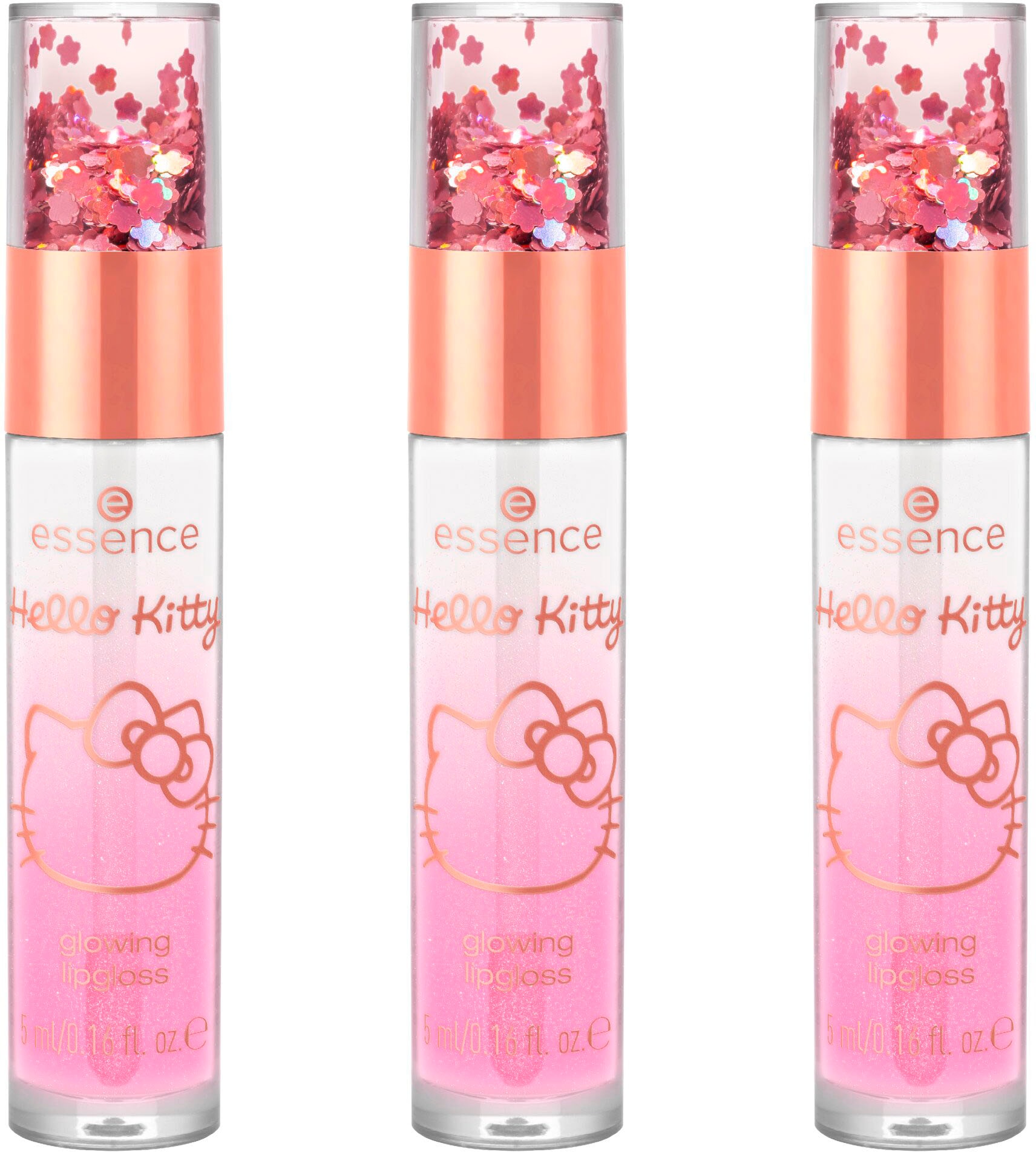 Essence Lipgloss »Hello Kitty glowing lipgloss«, (Set, 3 tlg.), mit beweglichem Konfetti
