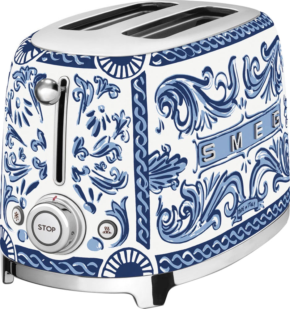 Toaster "TSF01DGBEU", B:33cm H:20cm T:30cm, blau, SMEG DOLCE & GABBANA, Toaster, Limited Edition Dolce & Gabbana Blue Mediterraneo
