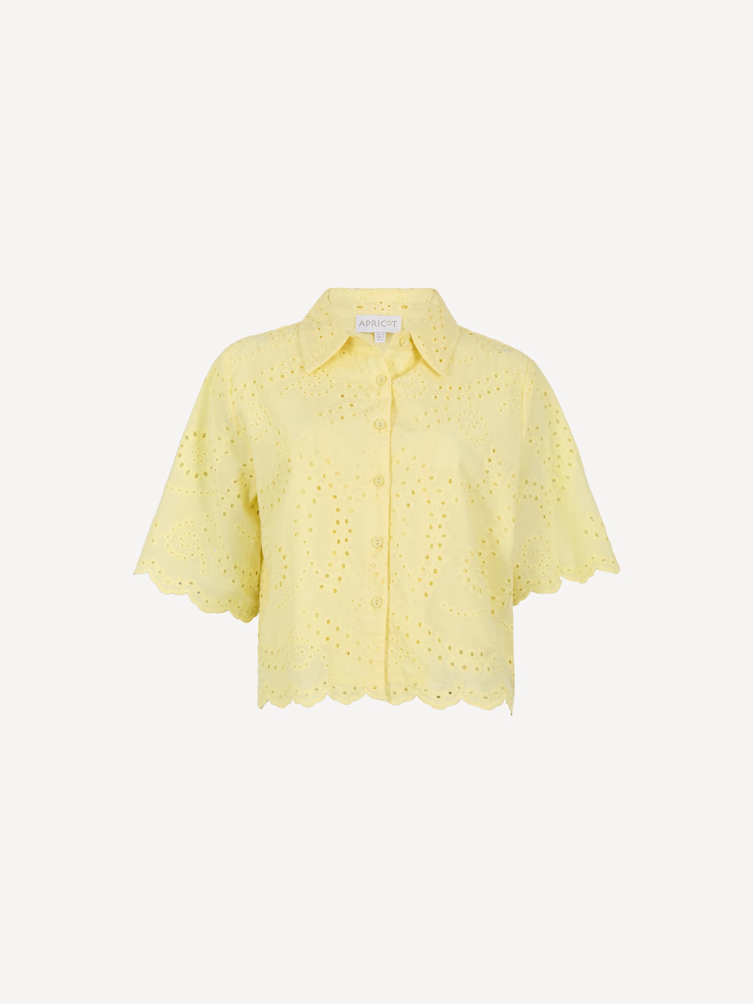 Apricot Klassische Bluse »Kurzes Bluse« mit Wellenkante und Broderie-Verzierung