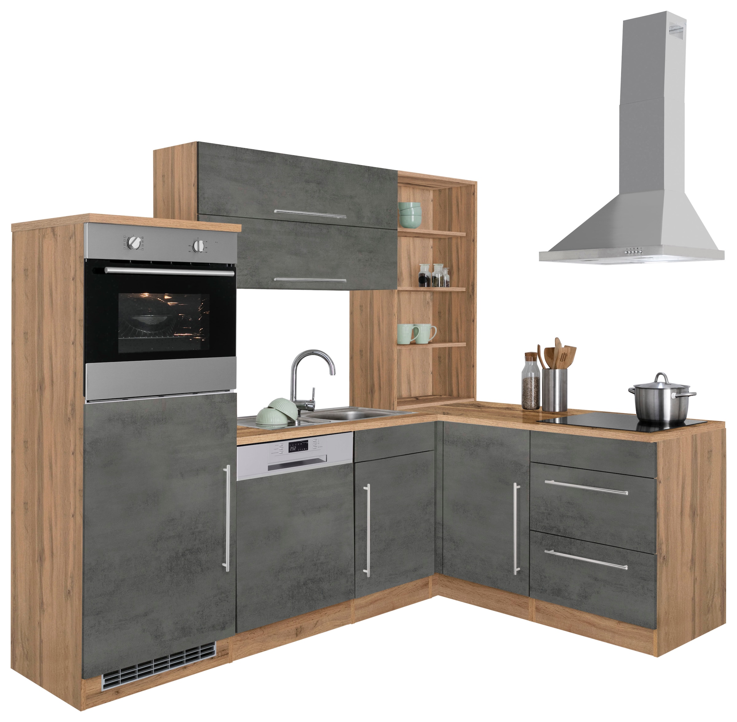 Kochstation Winkelküche »KS-Samos«, ohne E-Geräte, Stellbreite 230 x 170 cm
