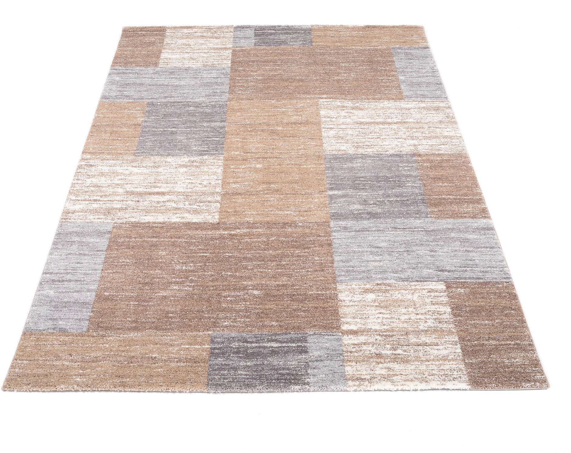 Teppich OCI DIE TEPPICHMARKE "Sofi Grand", beige (beige, braun), B:65cm H:12mm L:130cm, Kunstfaser, Teppiche, Teppich, Frisé Teppich, Kurzflor, Karo,Wohnzimmer