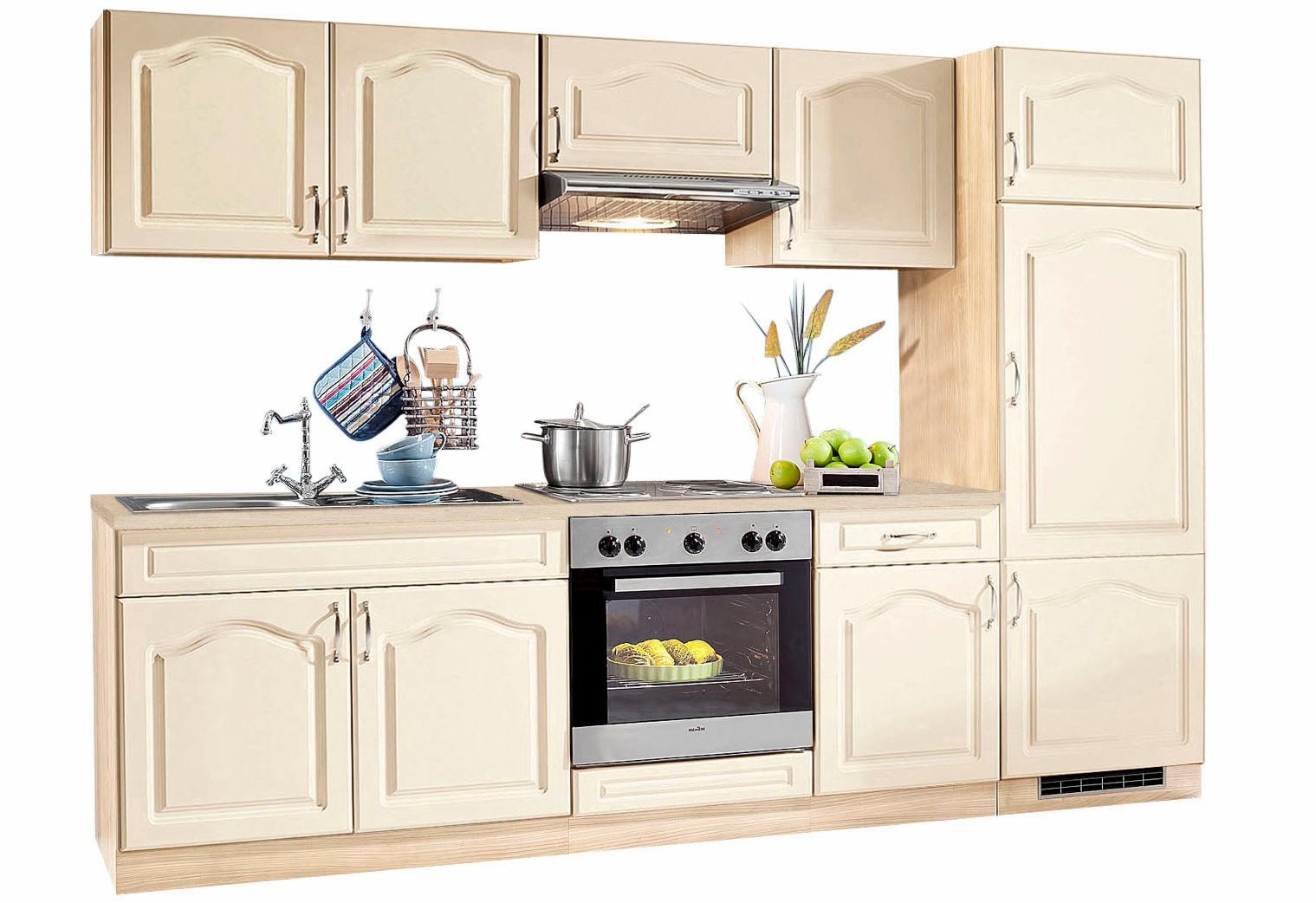 Preisvergleich für wiho Küchen Küchenzeile Linz, mit E-Geräten, Breite 270  cm, mit Cerankochfeld, in der Farbe Gelb | Ladendirekt