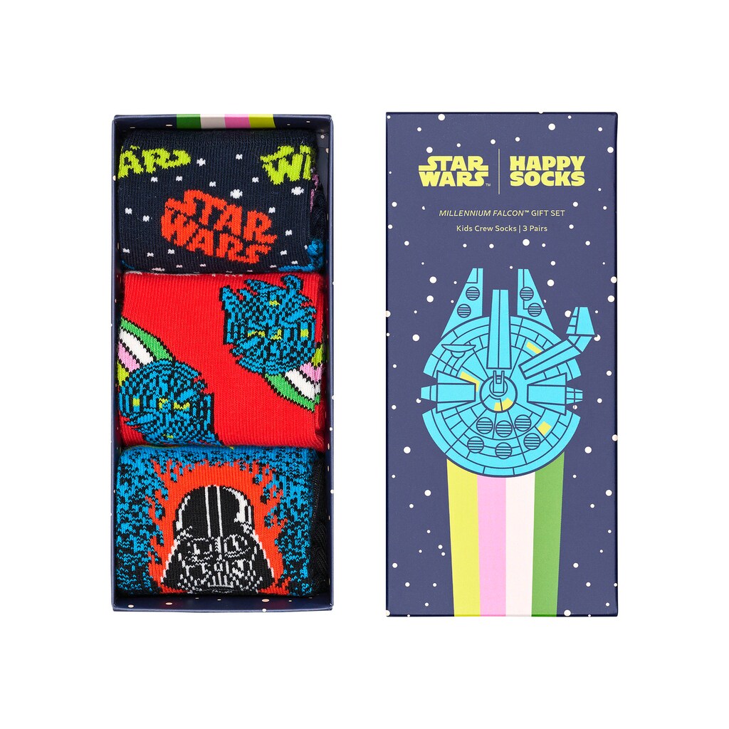 Happy Socks Socken »Star Wars Gift Set«, (3 Paar), Millennium Falcon, Darth Vader & Star Wars Logo