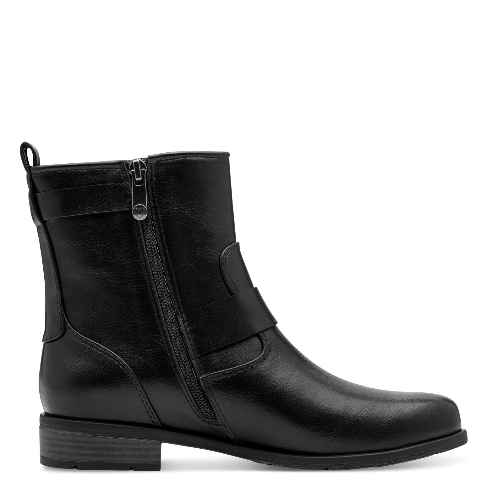 MARCO TOZZI Stiefelette, Blockabsatz, Bikerboots mit Zierschnalle und verstellbarer Schnalle