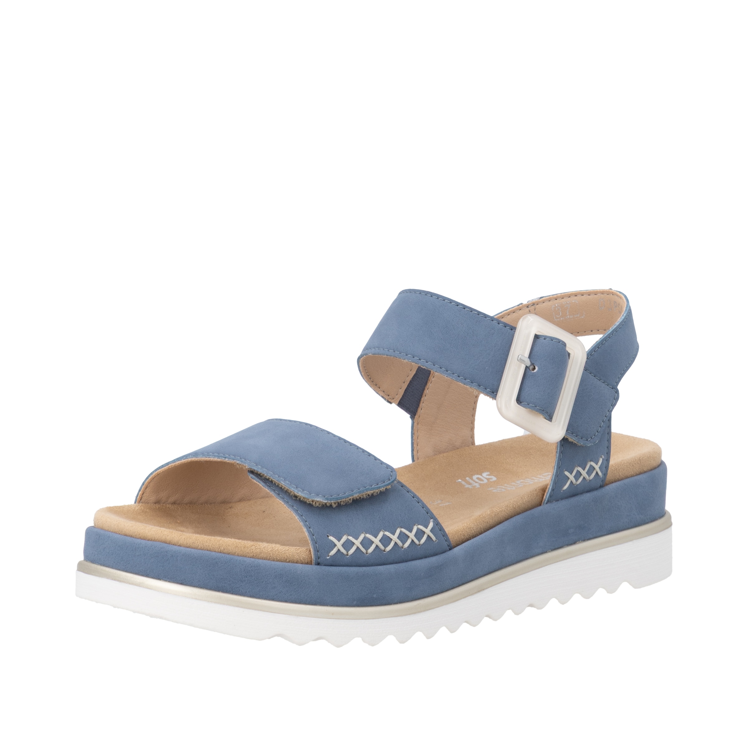 Riemchensandale REMONTE "Remonte Sandalen Leder", Damen, Gr. 41, blau, Leder, Schuhe Riemchensandale