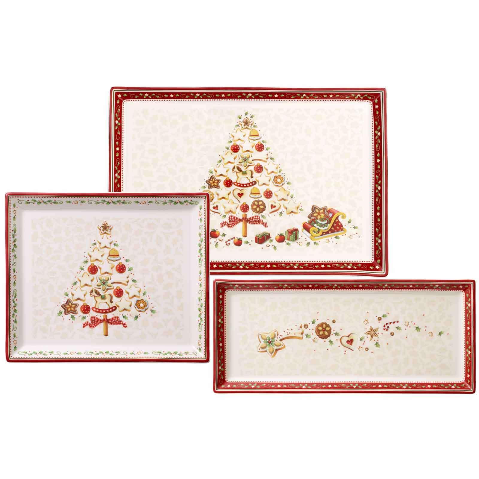 Villeroy & Boch Servierplatte "Gebäckplatten Winter Bakery Delight 3er Set bunt" Mikrowellengeeignet