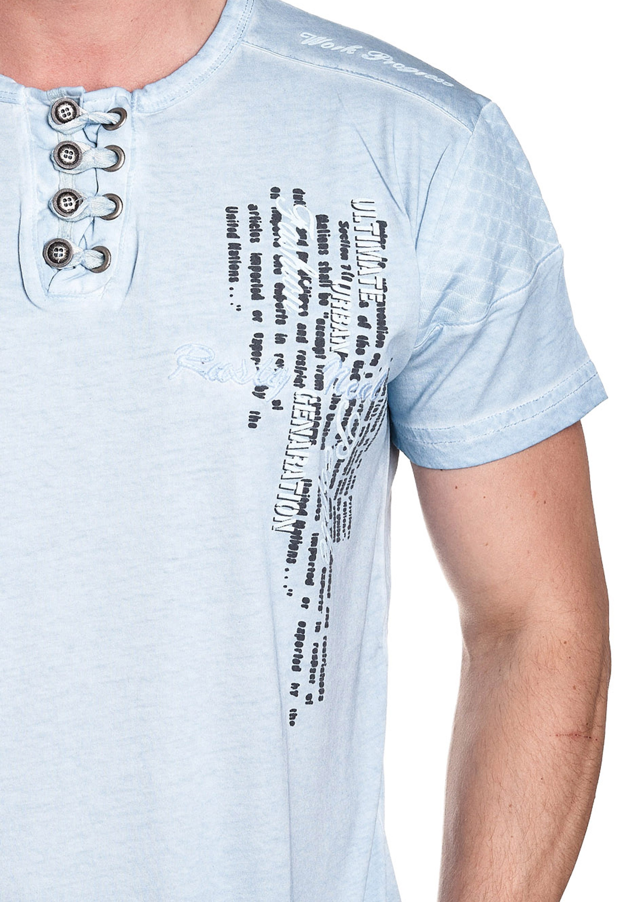 Rusty Neal T-Shirt, mit schicker Knopfleiste