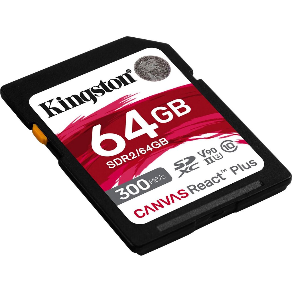 Kingston Speicherkarte »Canvas React Plus SD 64GB«, (Class 10 300 MB/s Lesegeschwindigkeit)